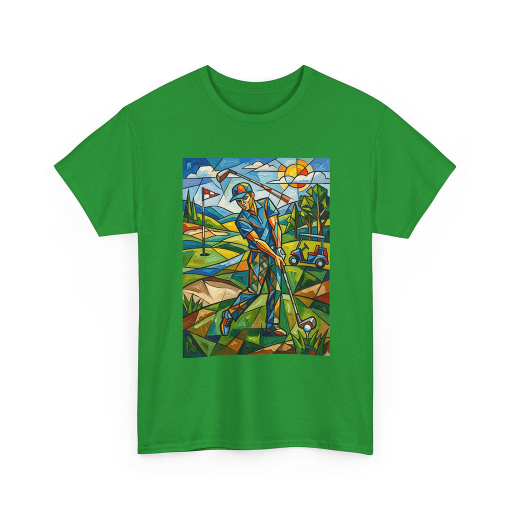 Golf Stained Glass Art Tee — Colorful Golfer Graphic T-Shirt