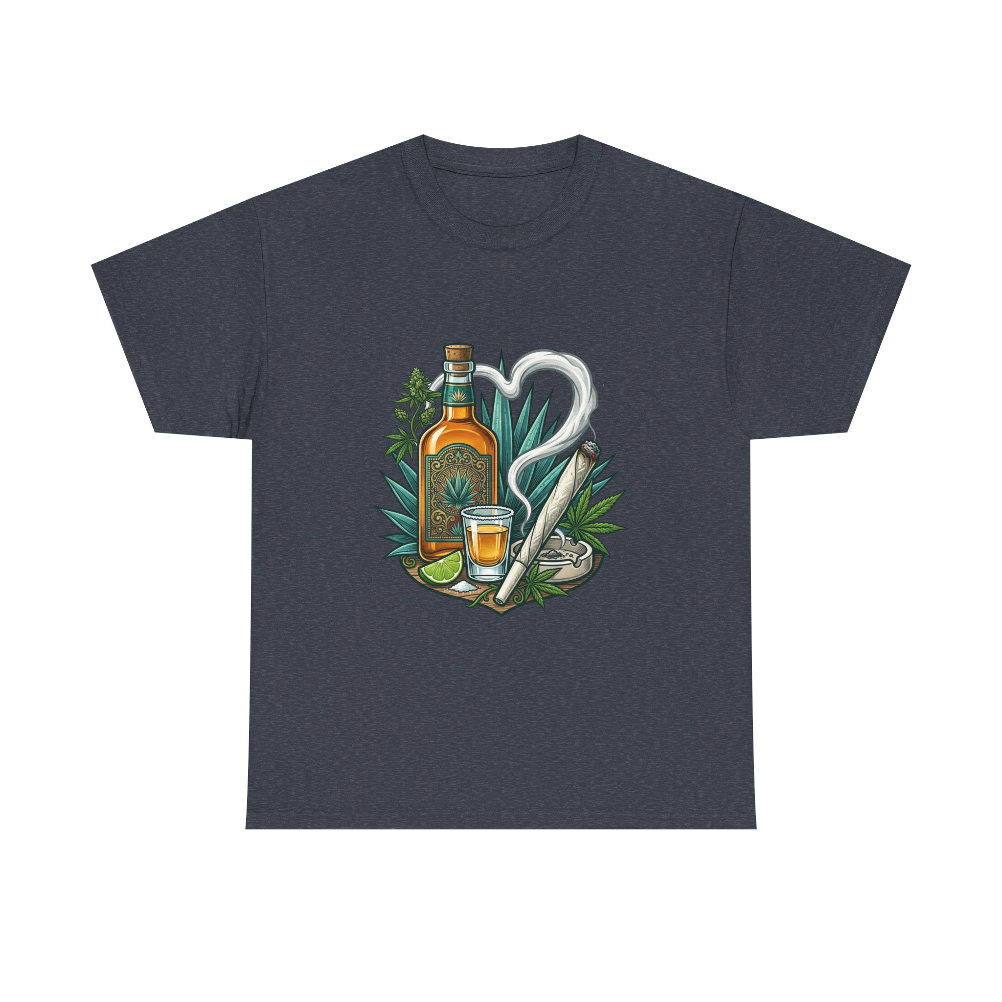 Tequila Bottle & Joint T‑Shirt — Agave Lime Margarita Design
