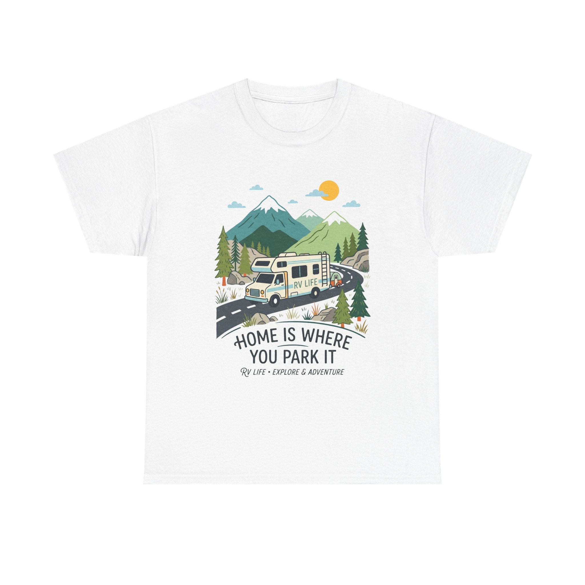 RV Camping T‑Shirt — "Home Is Where You Park It" Mountain Camper Tee