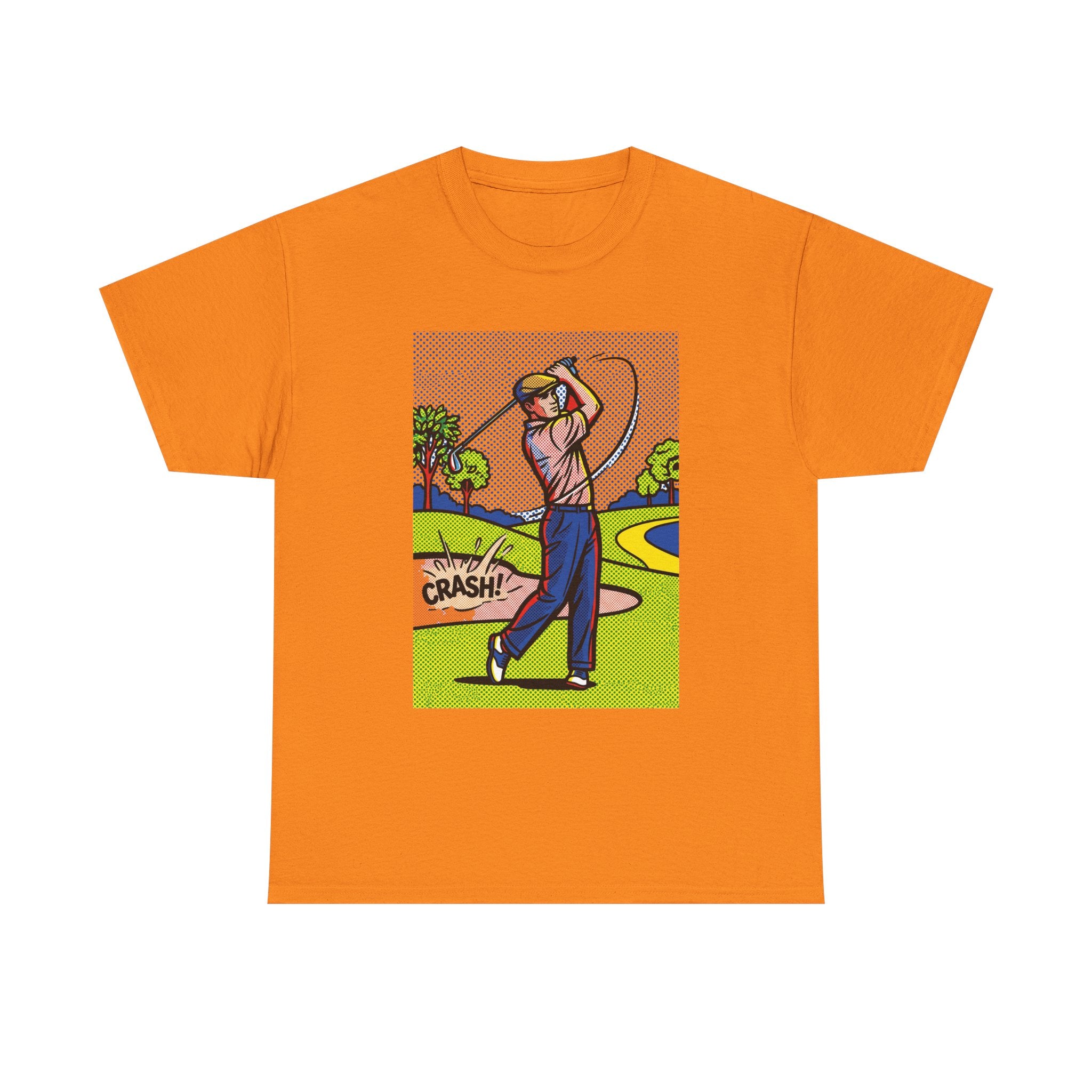 Golf Swing Pop Art T-Shirt — Vintage Comic 'Crash!' Graphic Tee