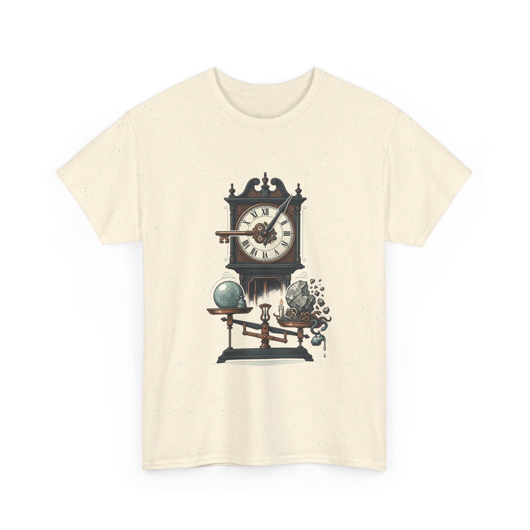 Vintage Clock & Globe Tee — Steampunk Timekeeper Graphic T-Shirt
