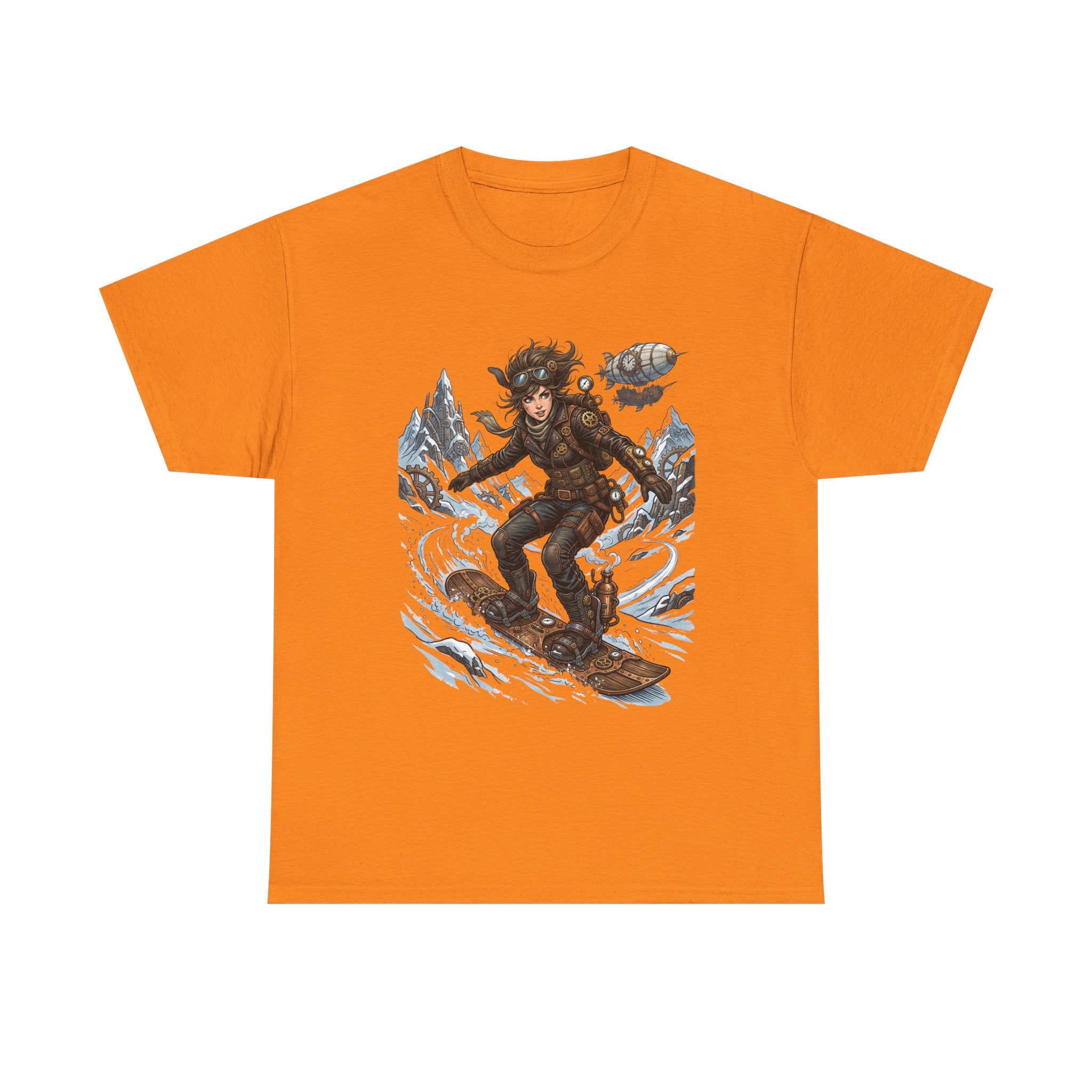 Steampunk Girl Snowboarder Graphic Tee — Winter Snowboarding Adventure Shirt