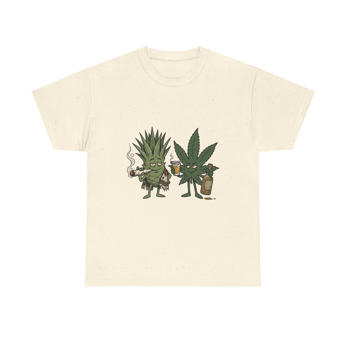 A Marijuana Leaf and Agave Friends T-Shirt – Funny Cannabis Leaf & Tequila Smoking Tee
