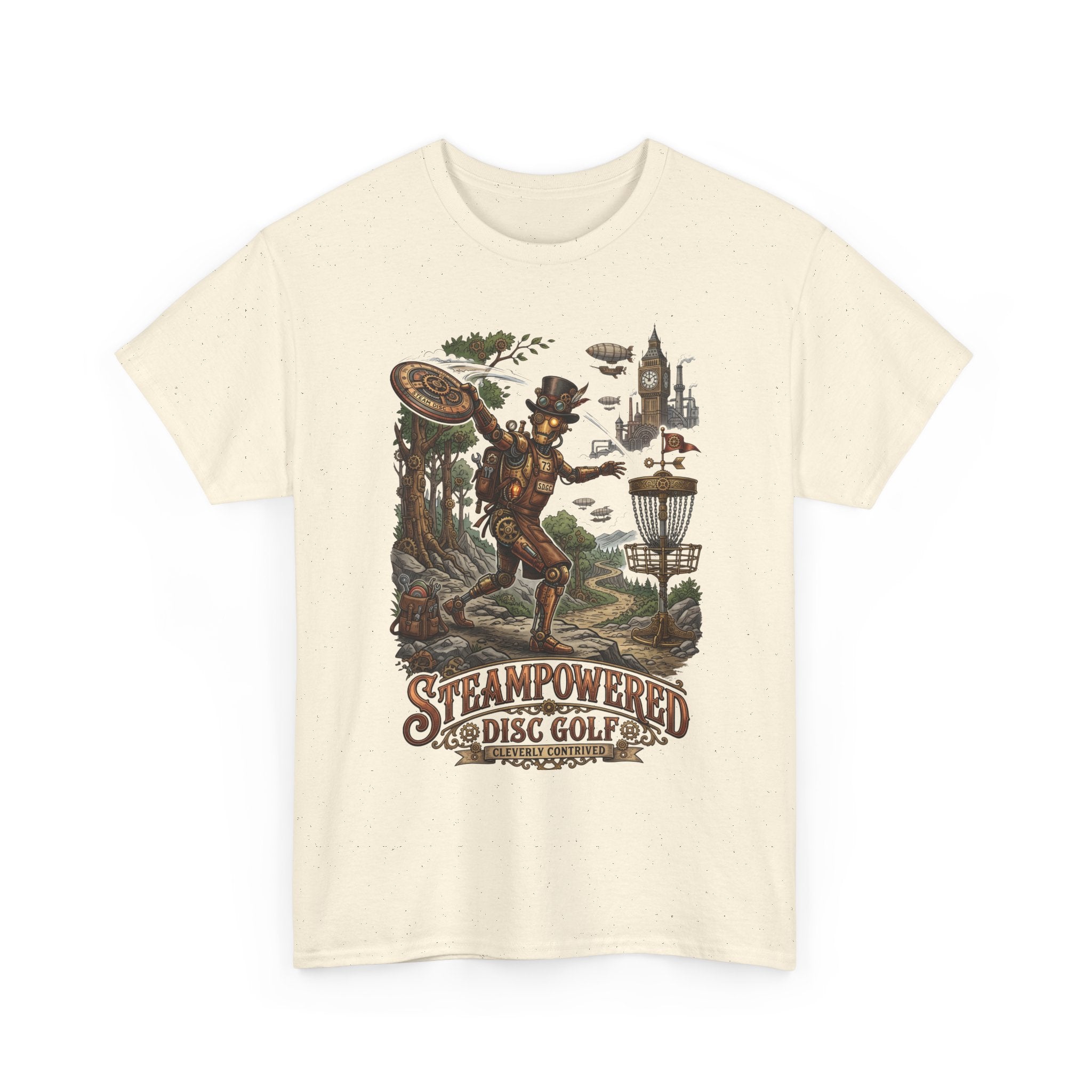 Steampunk Disc Golf T-Shirt – "Steampowered Disc Golf" Vintage Style
