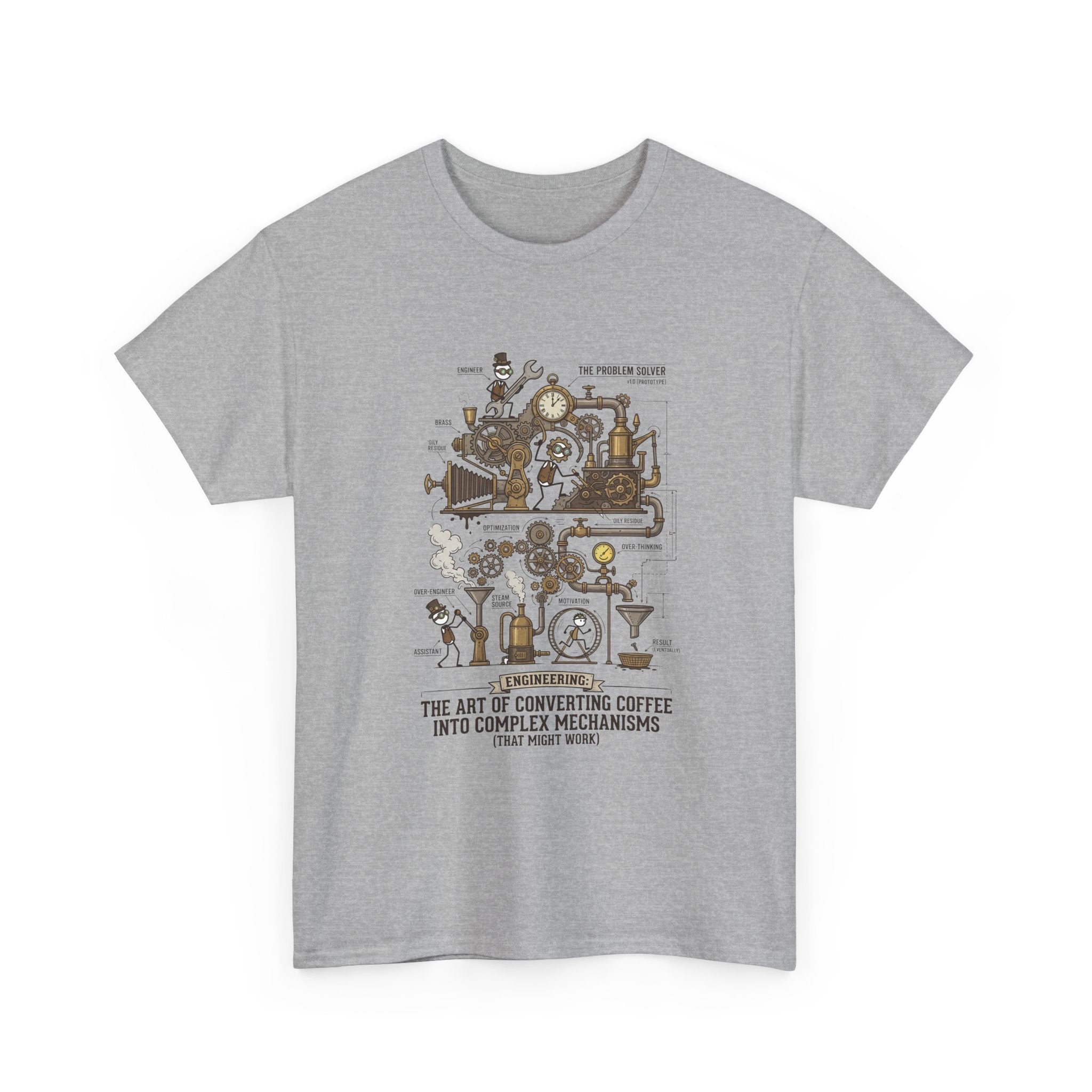 Steampunk Engineering T-Shirt — The Art of Converting Coffee Into Complex Mechanisms Graphic Tee