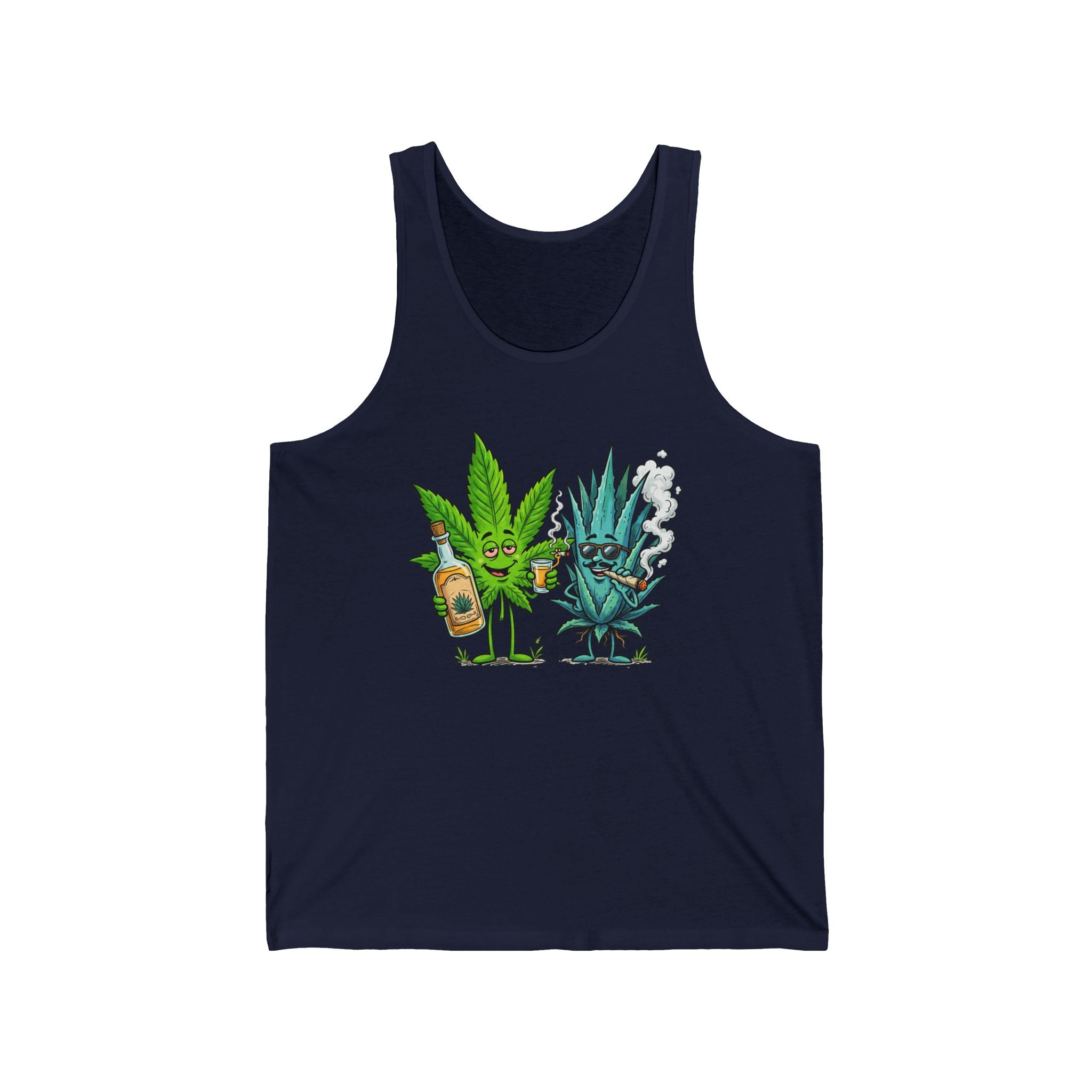 Tequila & Cannabis Buds Tank Top — Funny Marijuana/Agave Leaf & Joint Graphic Sleeveless Shirt