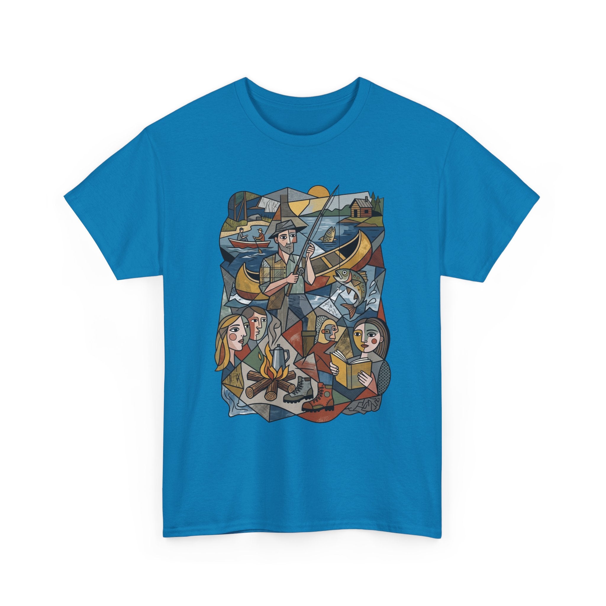 T-Shirt — Nautical Folk Art Crew: Illustrated Sailing, Fishing & Harbor Scene