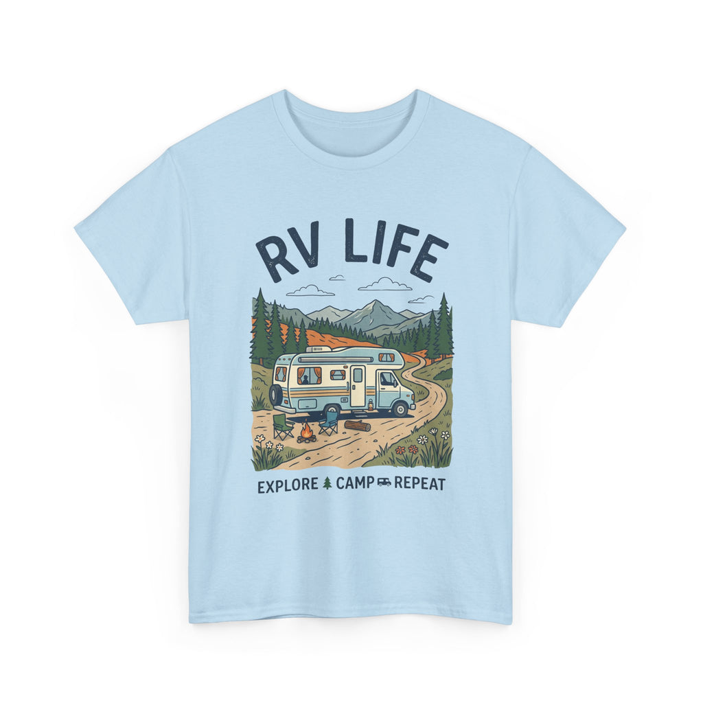 RV Life T-Shirt - Explore & Camp Repeat Vintage Camper Tee