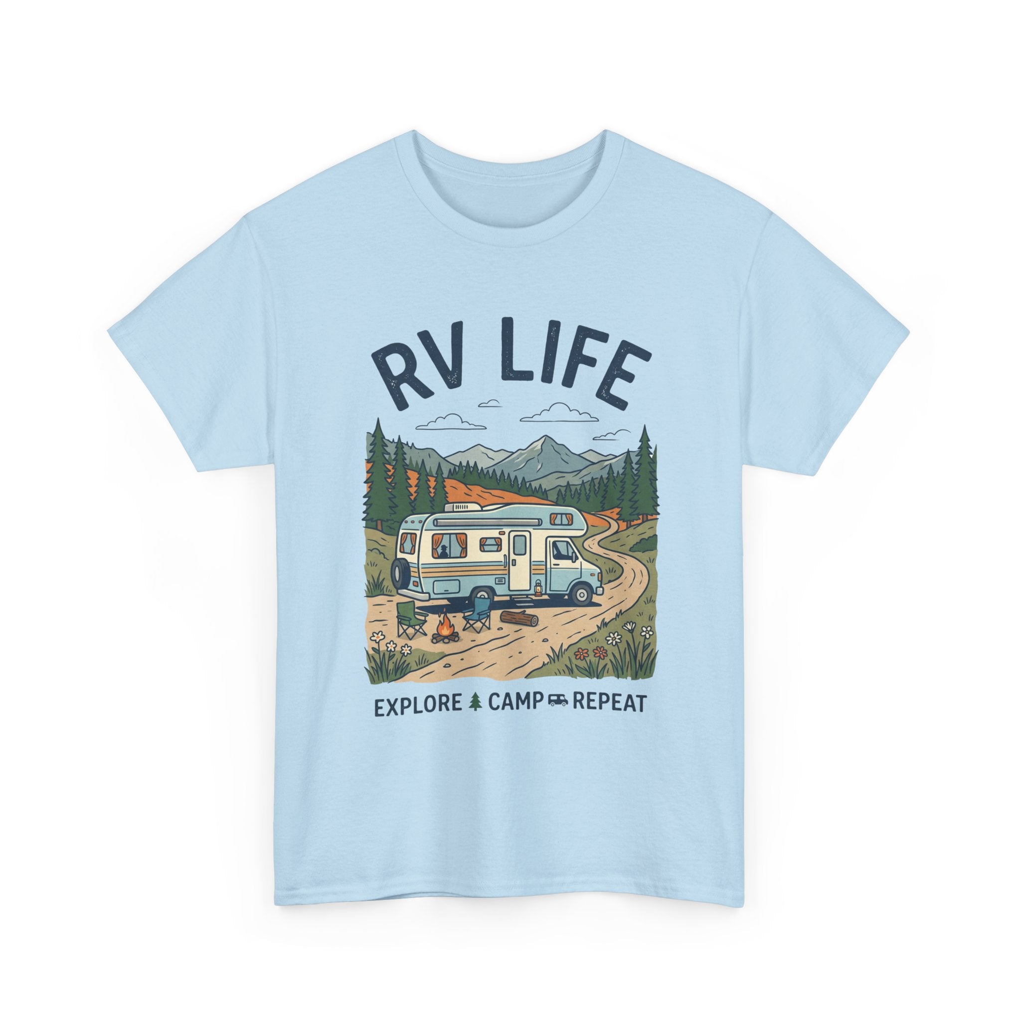 RV Life T-Shirt - Explore & Camp Repeat Vintage Camper Tee
