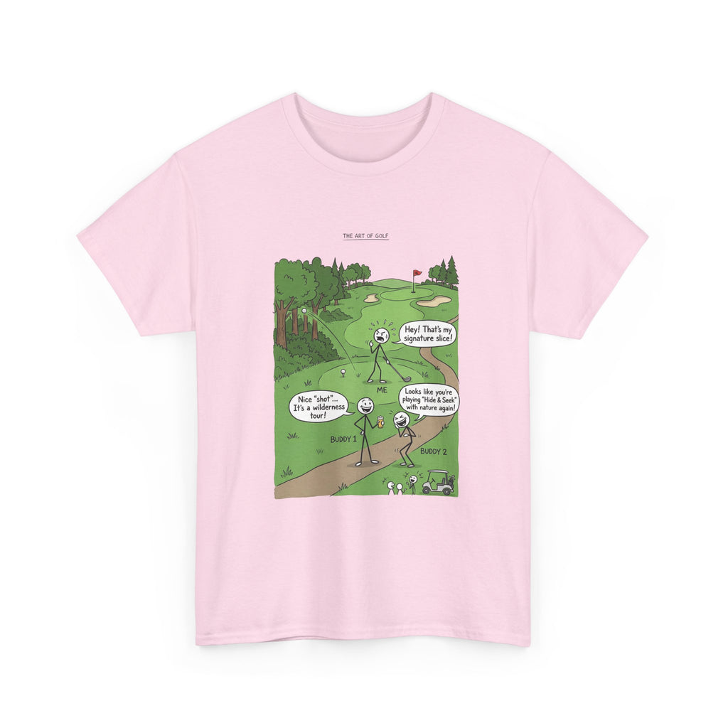 Golf Cartoons Graphic Tee — Funny Golf Humor T-Shirt ("Fore! That's a Mulligan, Dad")