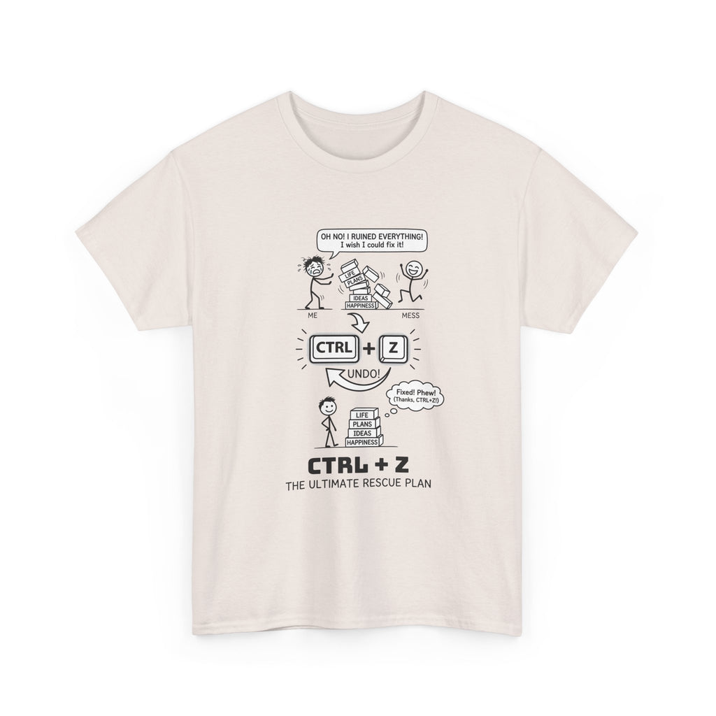 CTRL + Z T-Shirt — Funny Programmer Comic Tee ("The Ultimate Rescue Plan")
