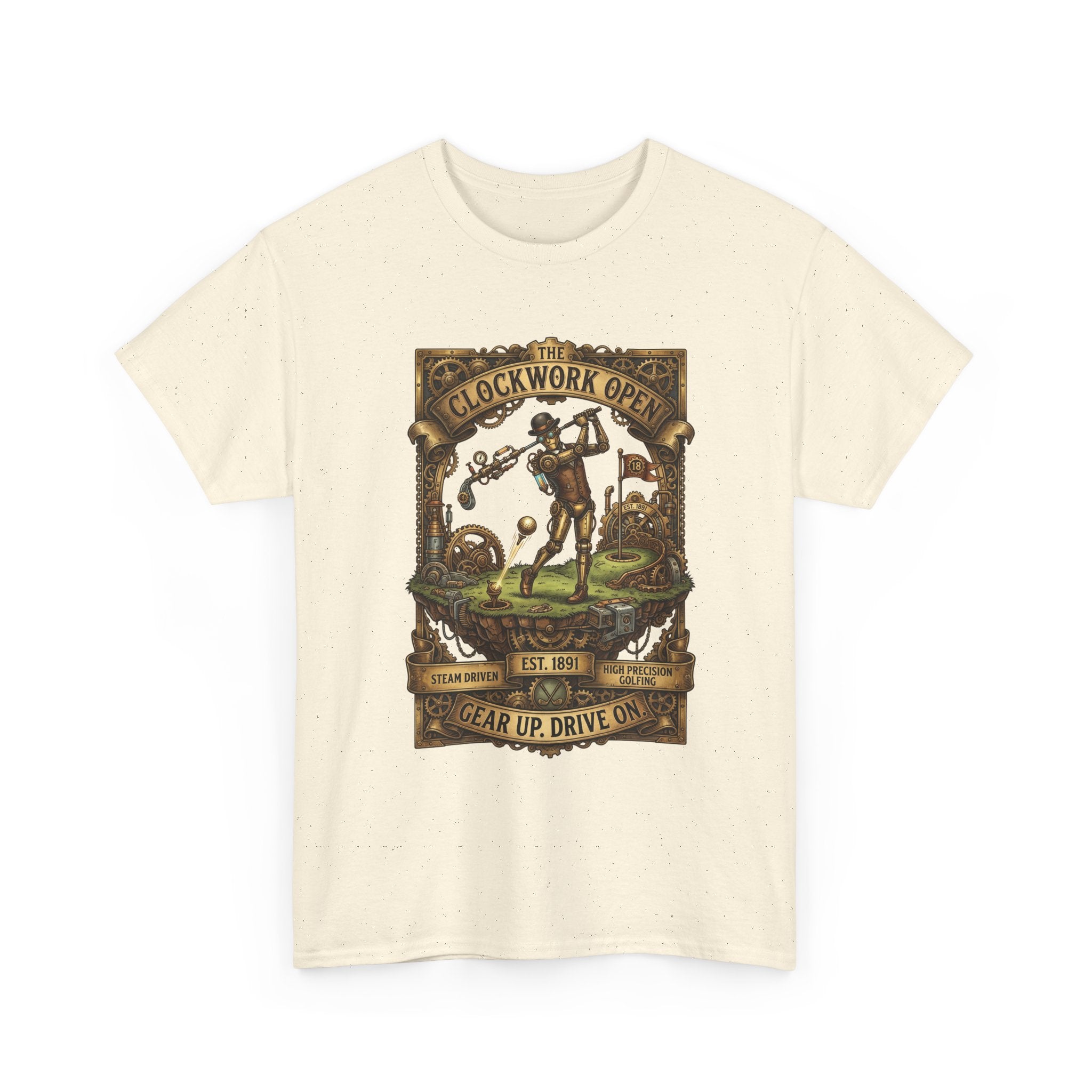 Steampunk Golf Tee — Vintage Mechanical Tin Man Graphic T-Shirt