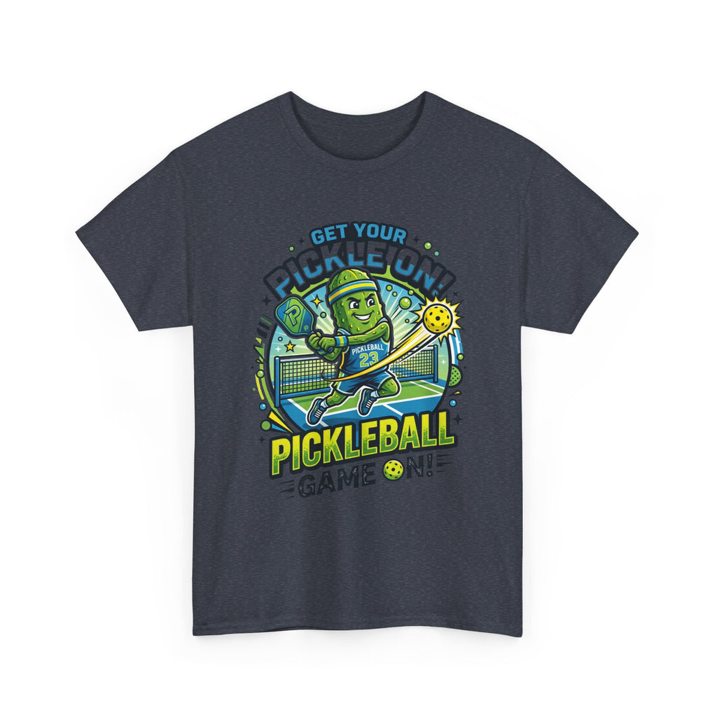 Pickleball Tee - "Get Your Pickle On!" Fun Pickle Character Game On Shirt