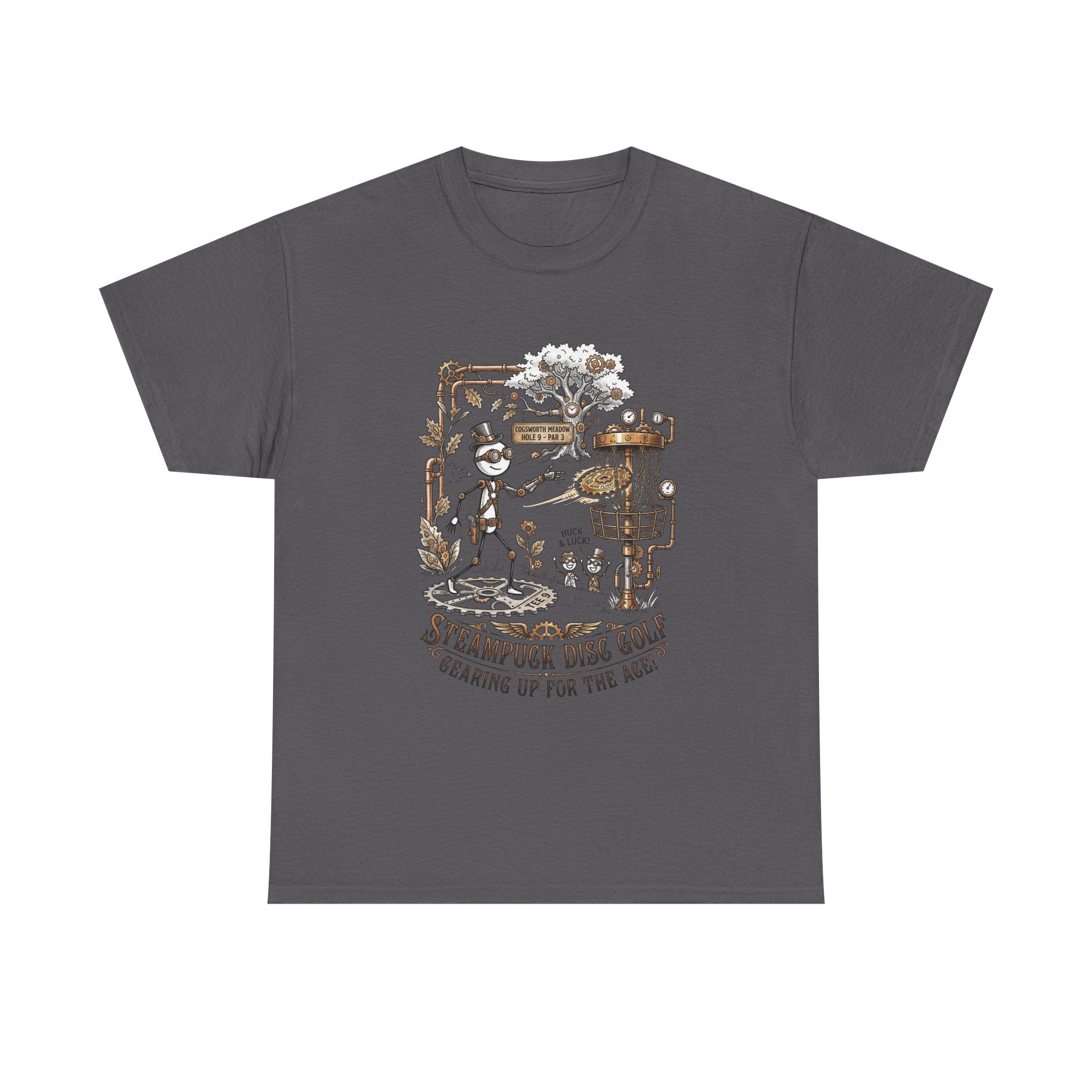 Steampunk Disc Golf T-Shirt — "Gearing Up for the Ace" Vintage Disc Golf Tee