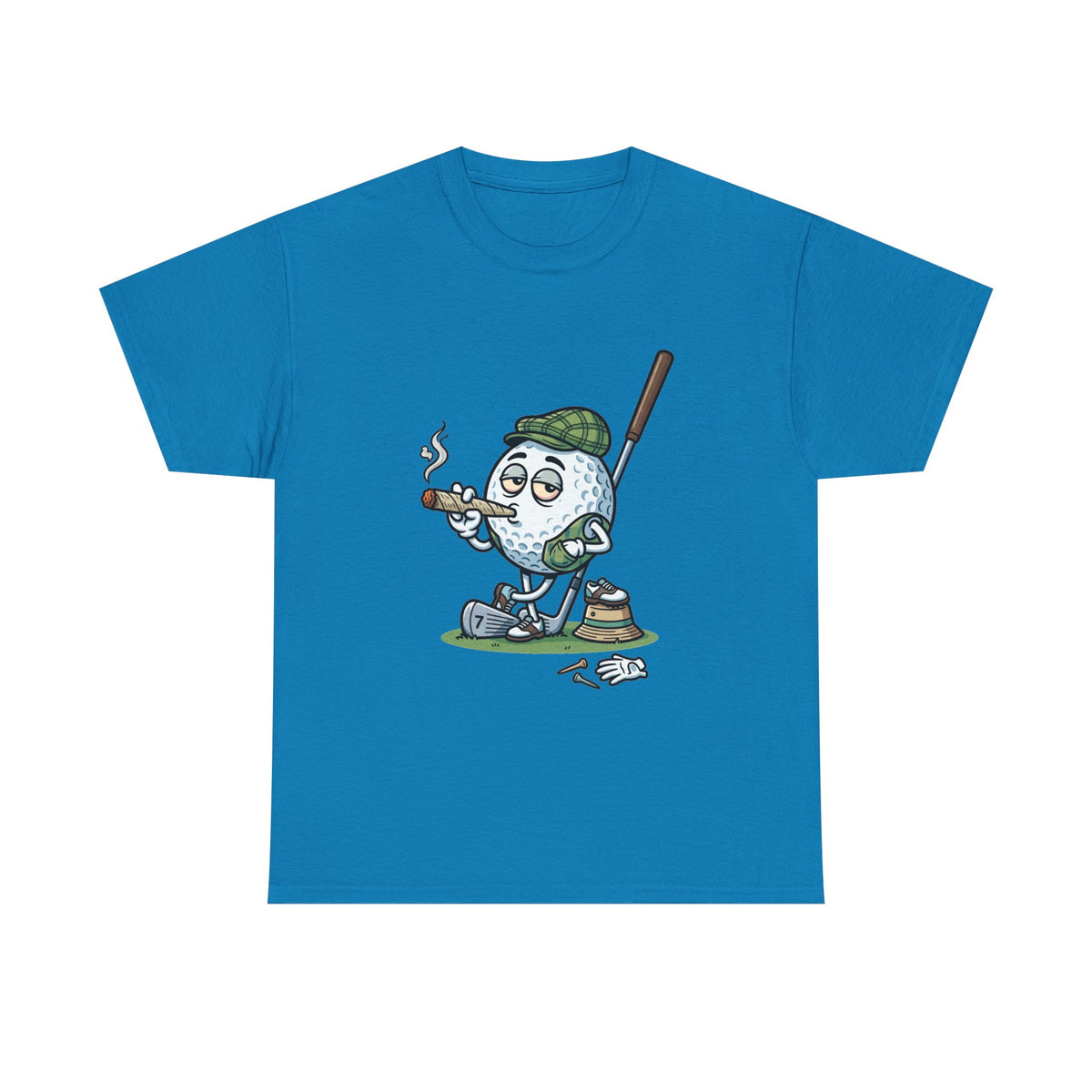 1 Golf Ball Cartoon T-Shirt — Weed Smoking Golfer Vintage Style Tee