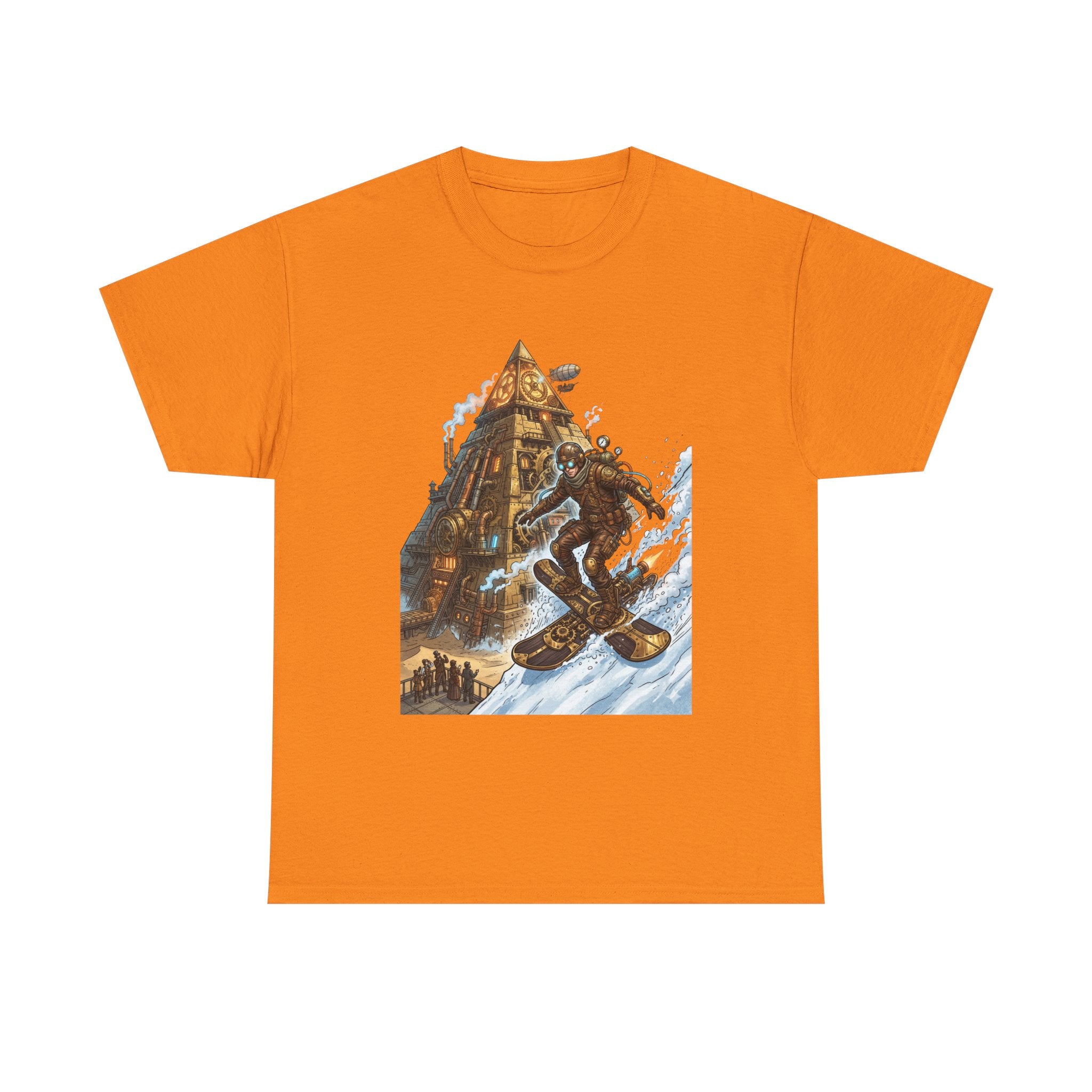 Steampunk Snowboard T‑Shirt — Retro Mountain Adventure Graphic Tee
