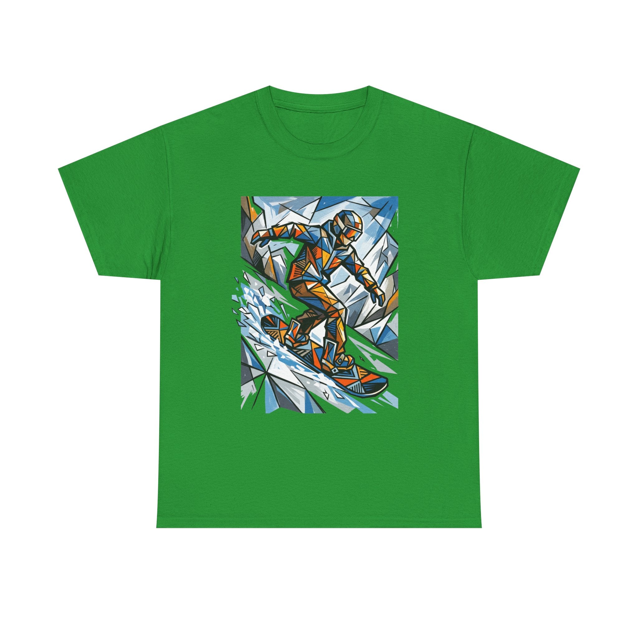 Snowboarder Geometric Art T-Shirt — Abstract Winter Sports Graphic Tee