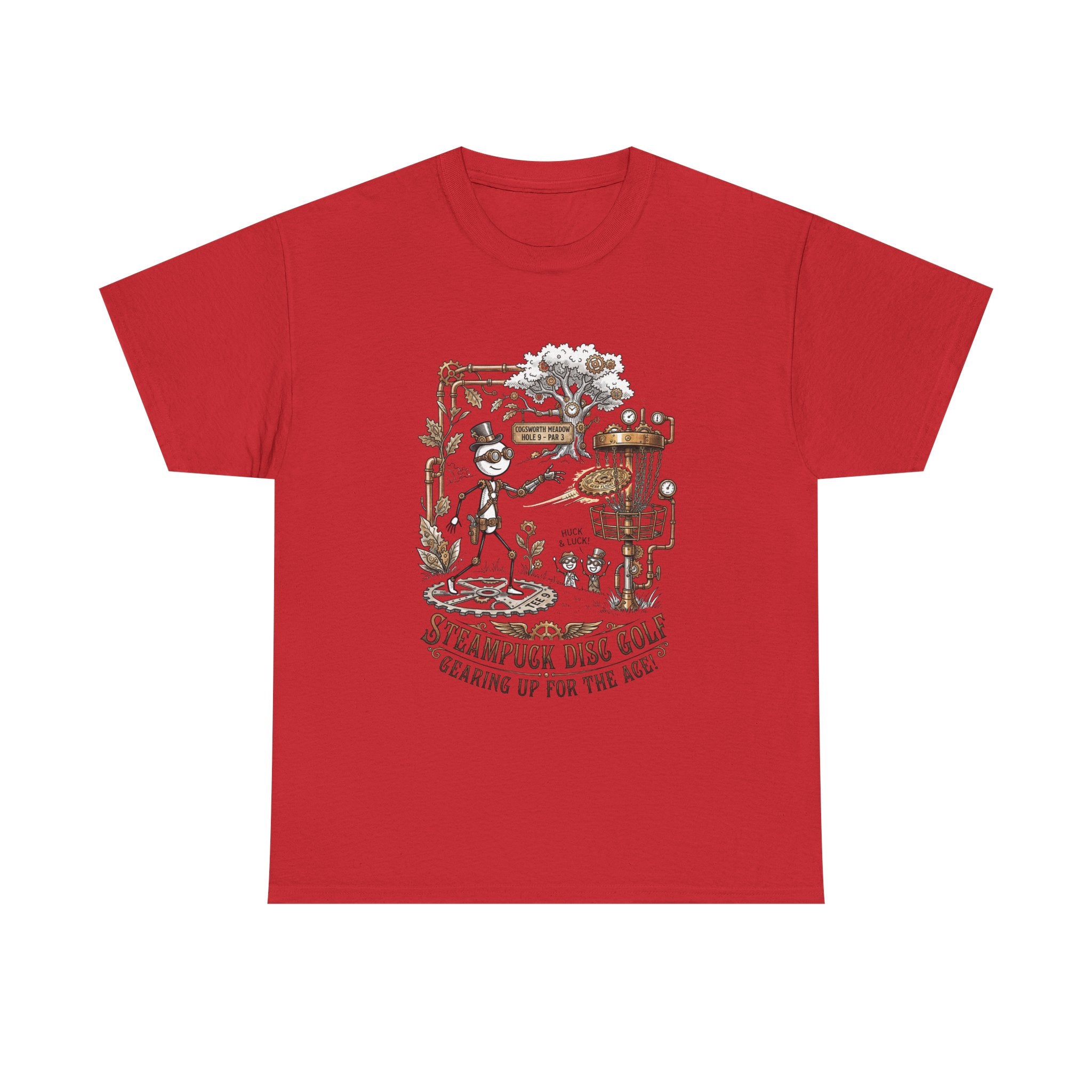 Steampunk Disc Golf T-Shirt — "Gearing Up for the Ace" Vintage Disc Golf Tee