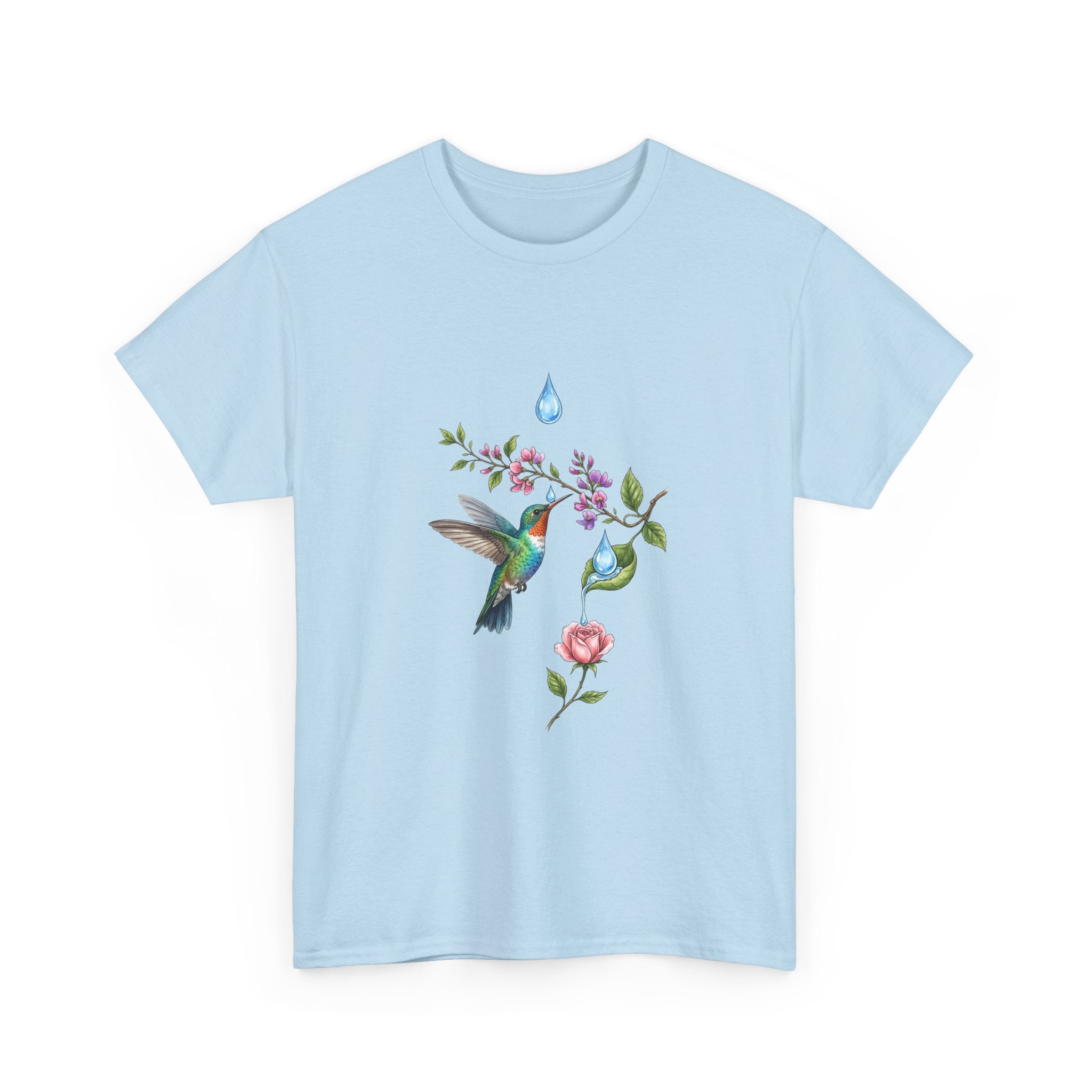Hummingbird & Floral Tee — Watercolor Garden Shirt