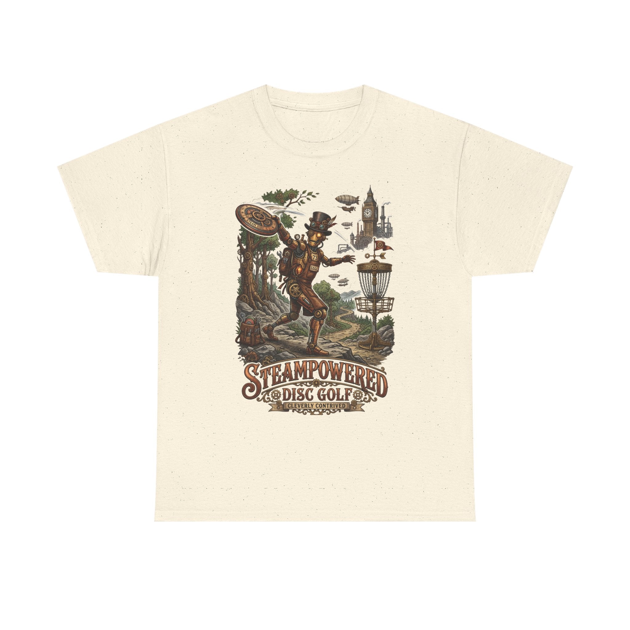 Steampunk Disc Golf T-Shirt – "Steampowered Disc Golf" Vintage Style