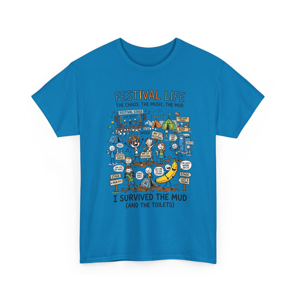 Festival Life T-Shirt — "I Survived the Mud (and the Toilets)" Graphic Tee