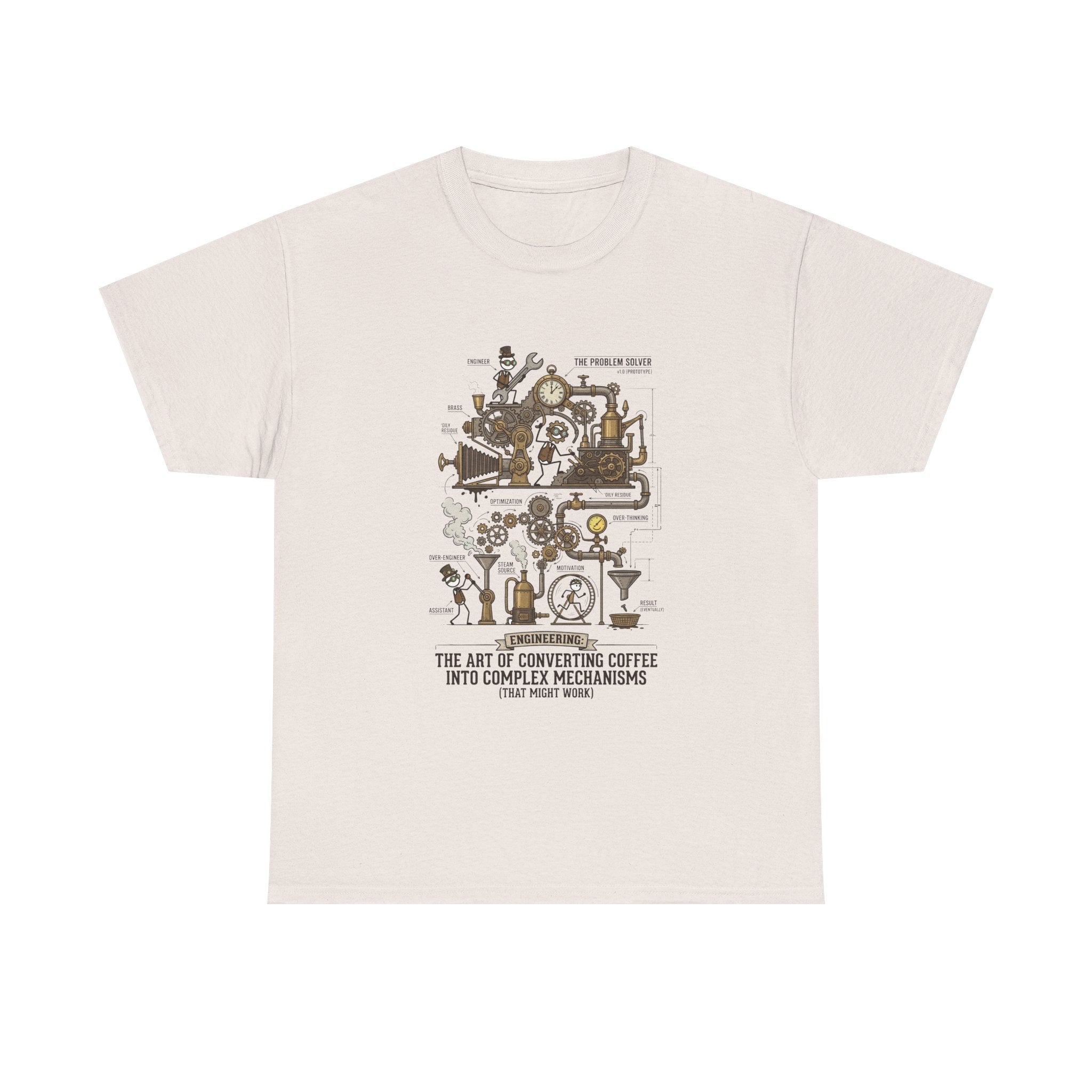 Steampunk Engineering T-Shirt — The Art of Converting Coffee Into Complex Mechanisms Graphic Tee
