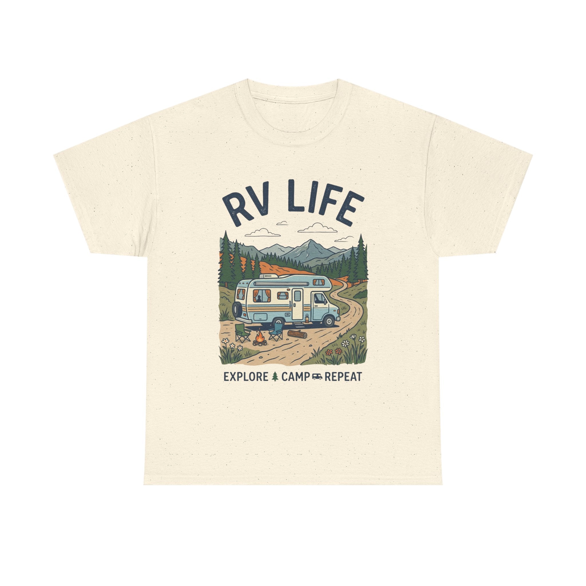 RV Life T-Shirt - Explore & Camp Repeat Vintage Camper Tee