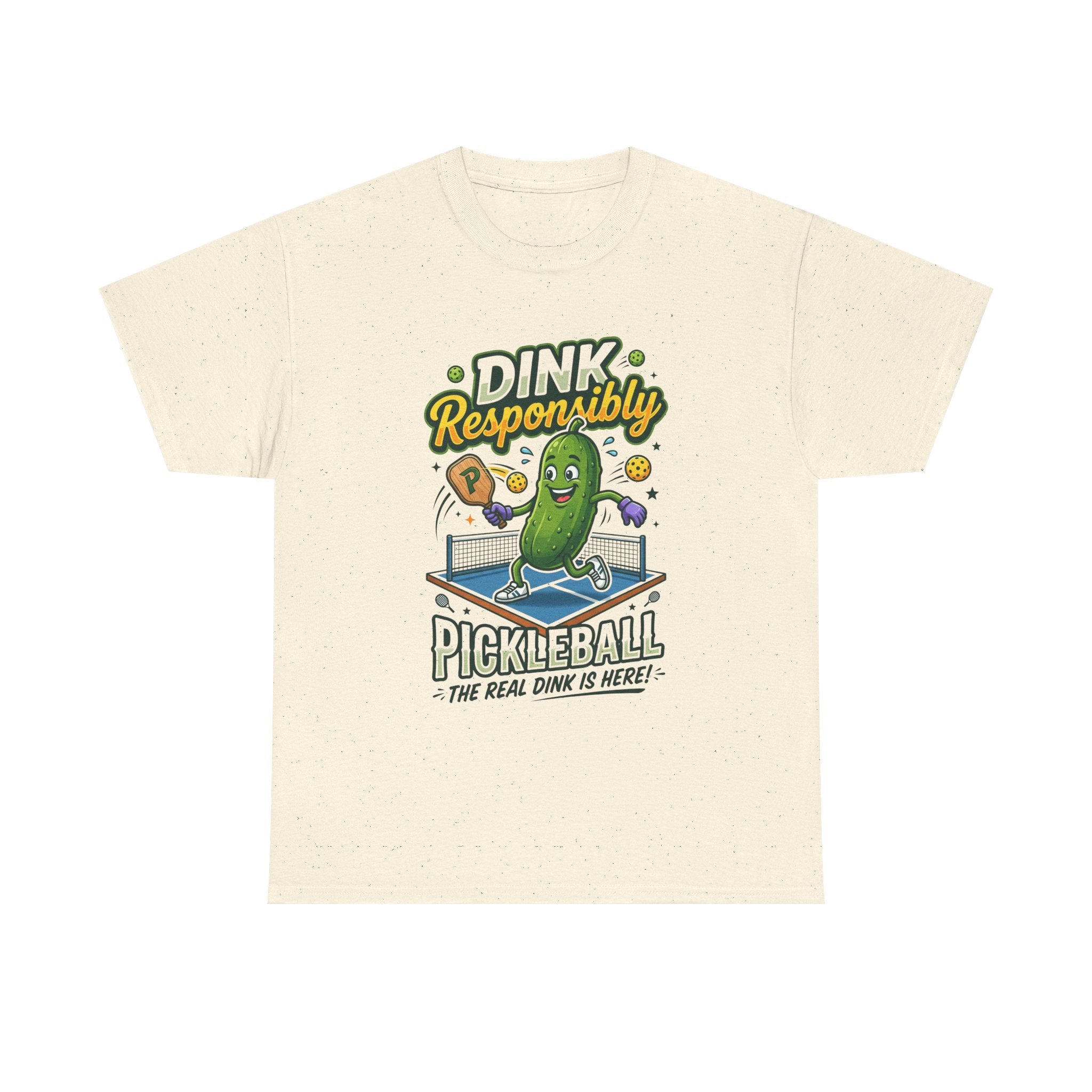 Pickleball T-Shirt — "Dink Responsibly" Funny Pickle Cartoon Tee