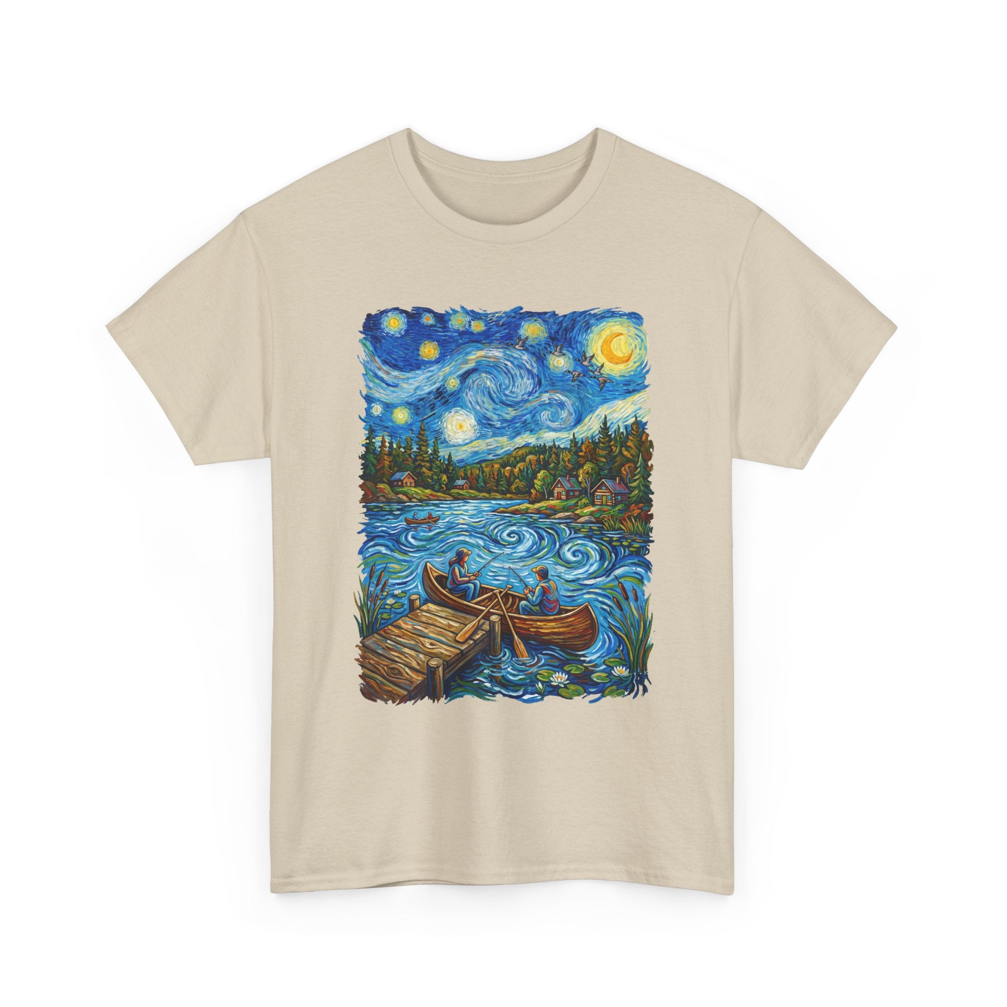 Starry Night Lake T-Shirt — Canoe Dock Scenic Tee