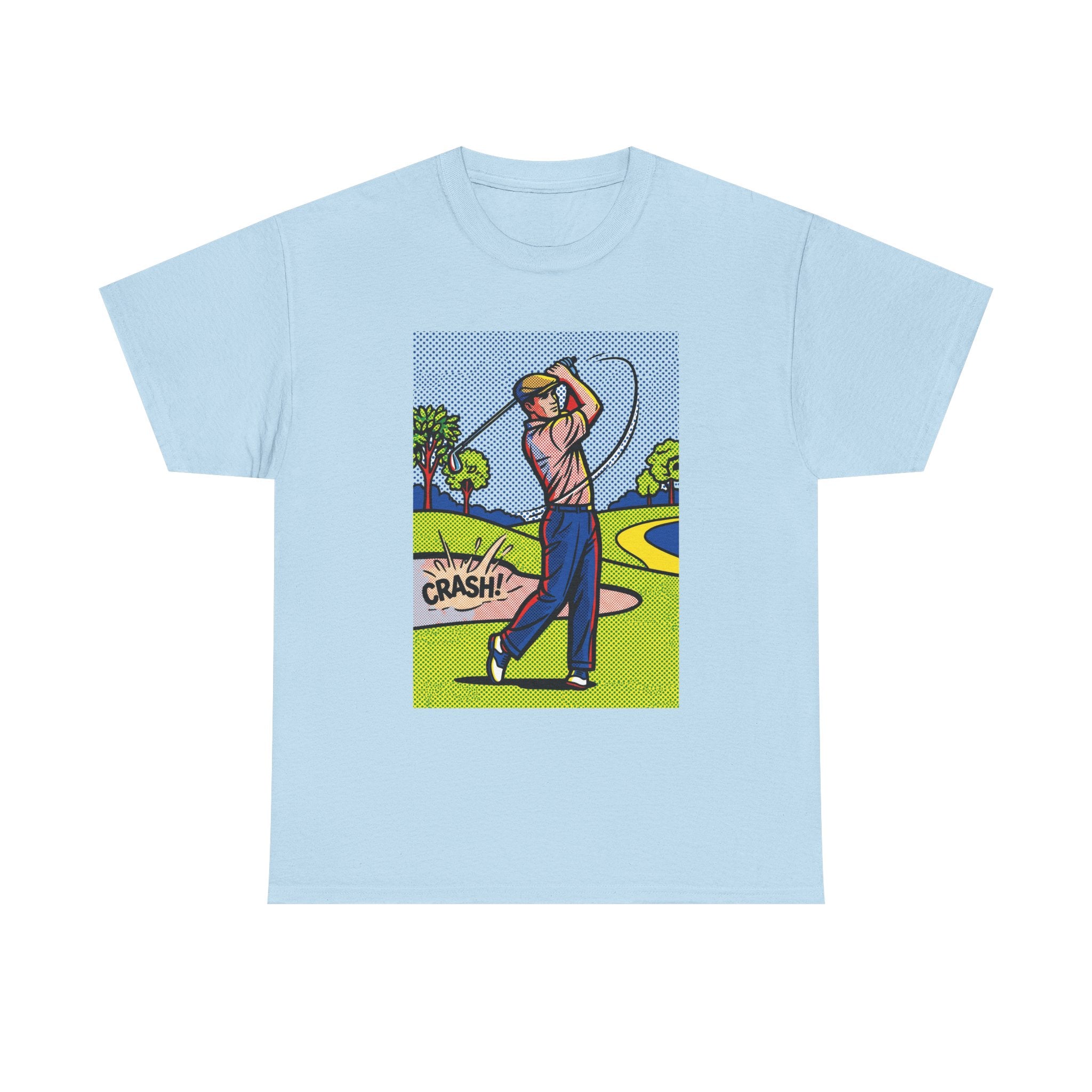 Golf Swing Pop Art T-Shirt — Vintage Comic 'Crash!' Graphic Tee