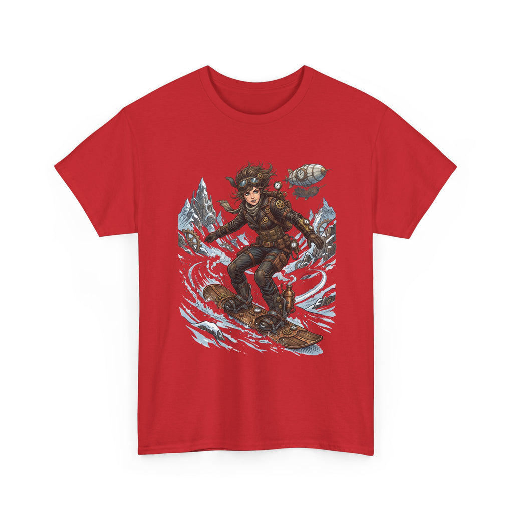 Steampunk Girl Snowboarder Graphic Tee — Winter Snowboarding Adventure Shirt