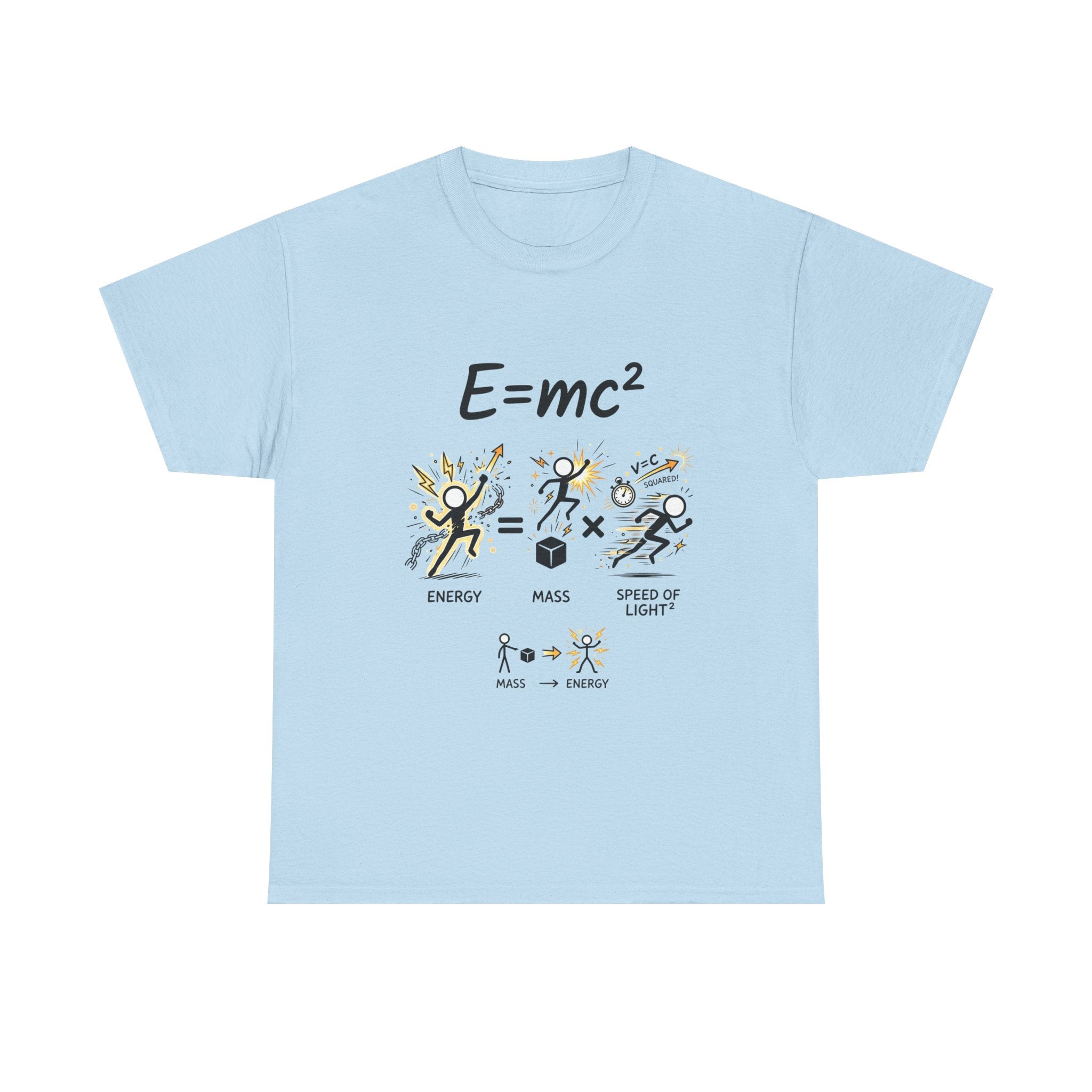 E=mc Illustrated Science T-Shirt — Funny Energy Mass Speed of Light Tee