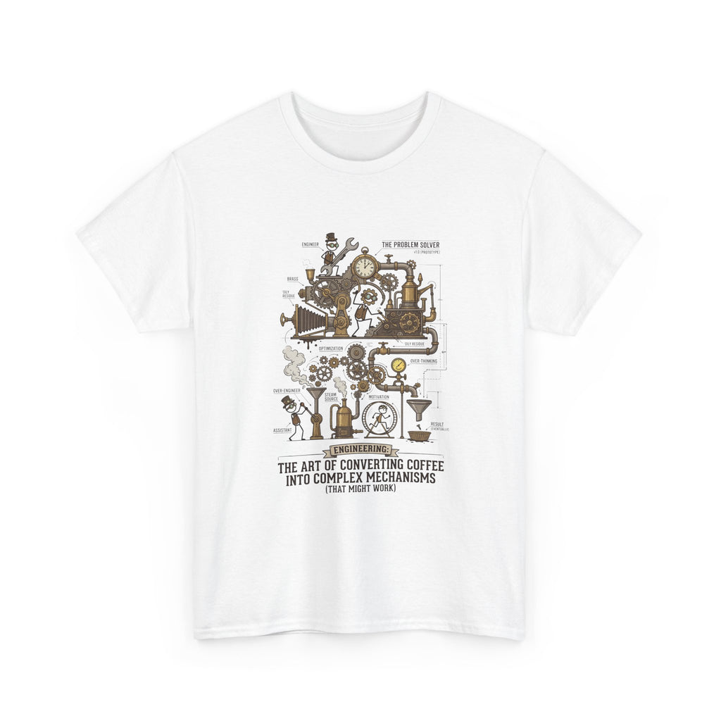 Steampunk Engineering T-Shirt — The Art of Converting Coffee Into Complex Mechanisms Graphic Tee