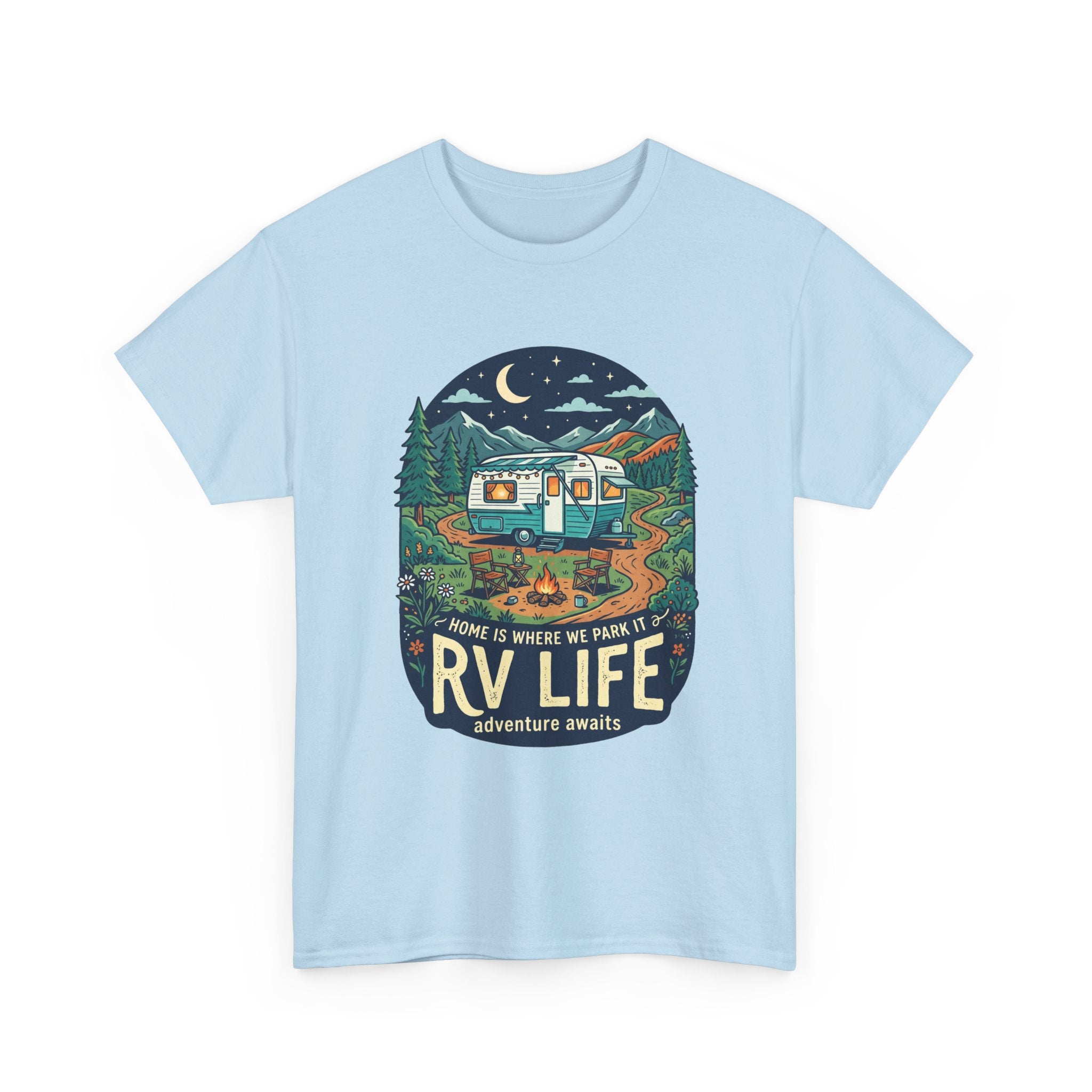 RV Life T-Shirt — Retro Camper Graphic Tee (“Home Is Where We Park It”)