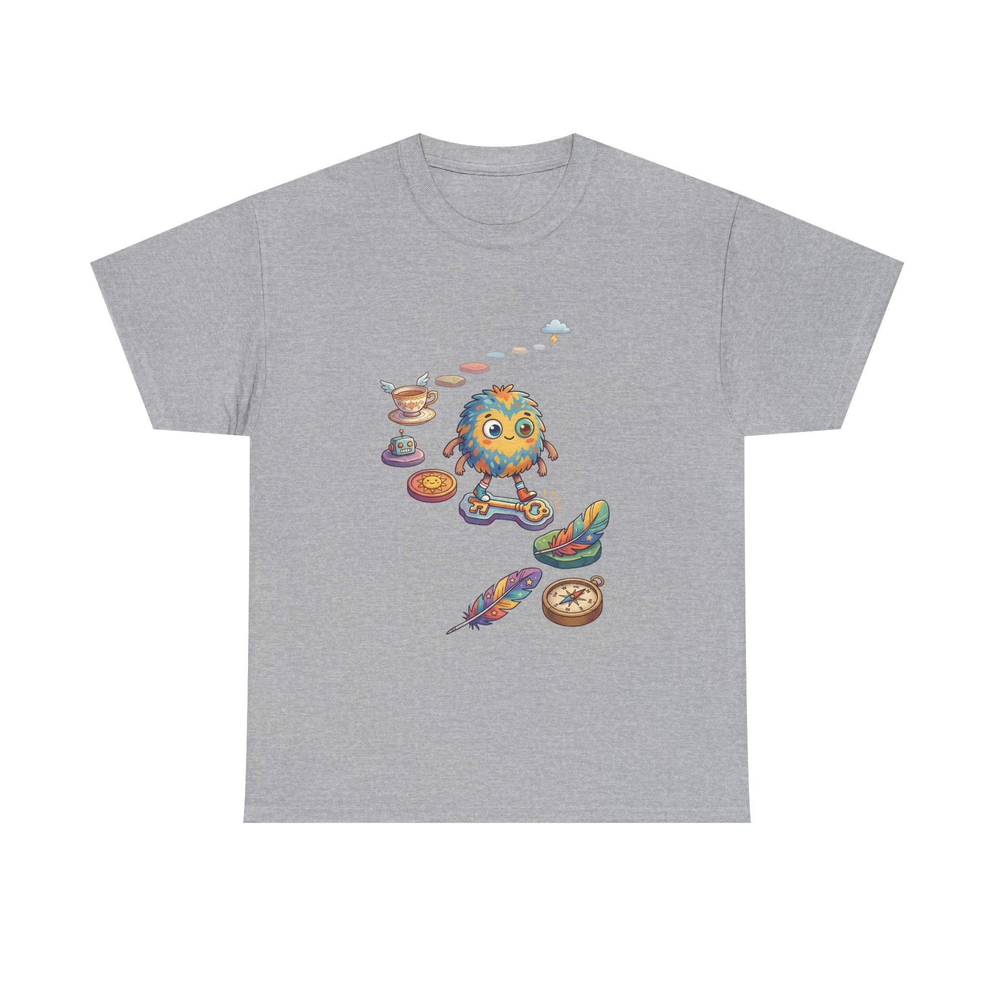 T-Shirt — Whimsical Cosmic Creature with Ritual Objects Graphic Tee