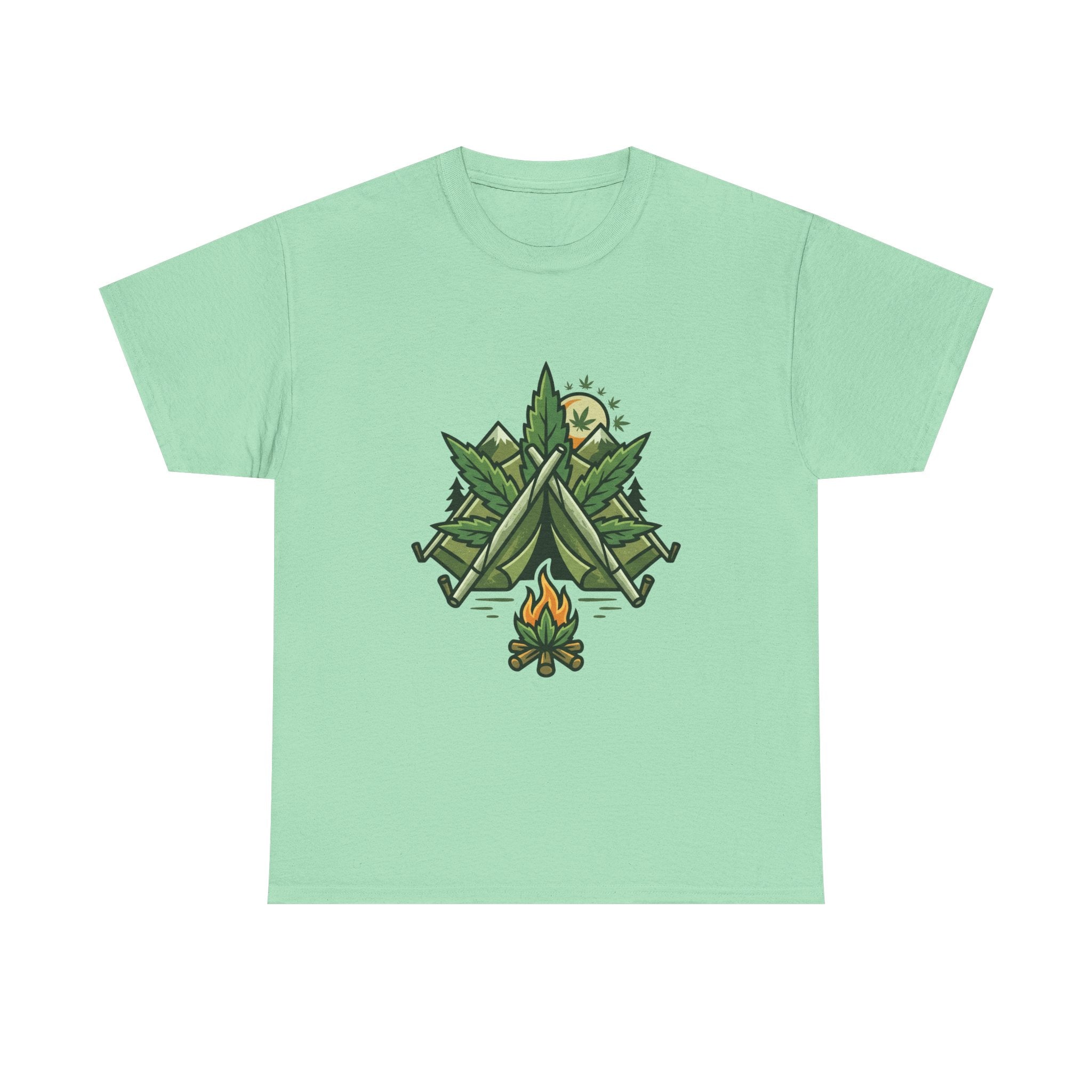 Camping Tent & Campfire T-Shirt — Outdoor Adventure Nature Tee