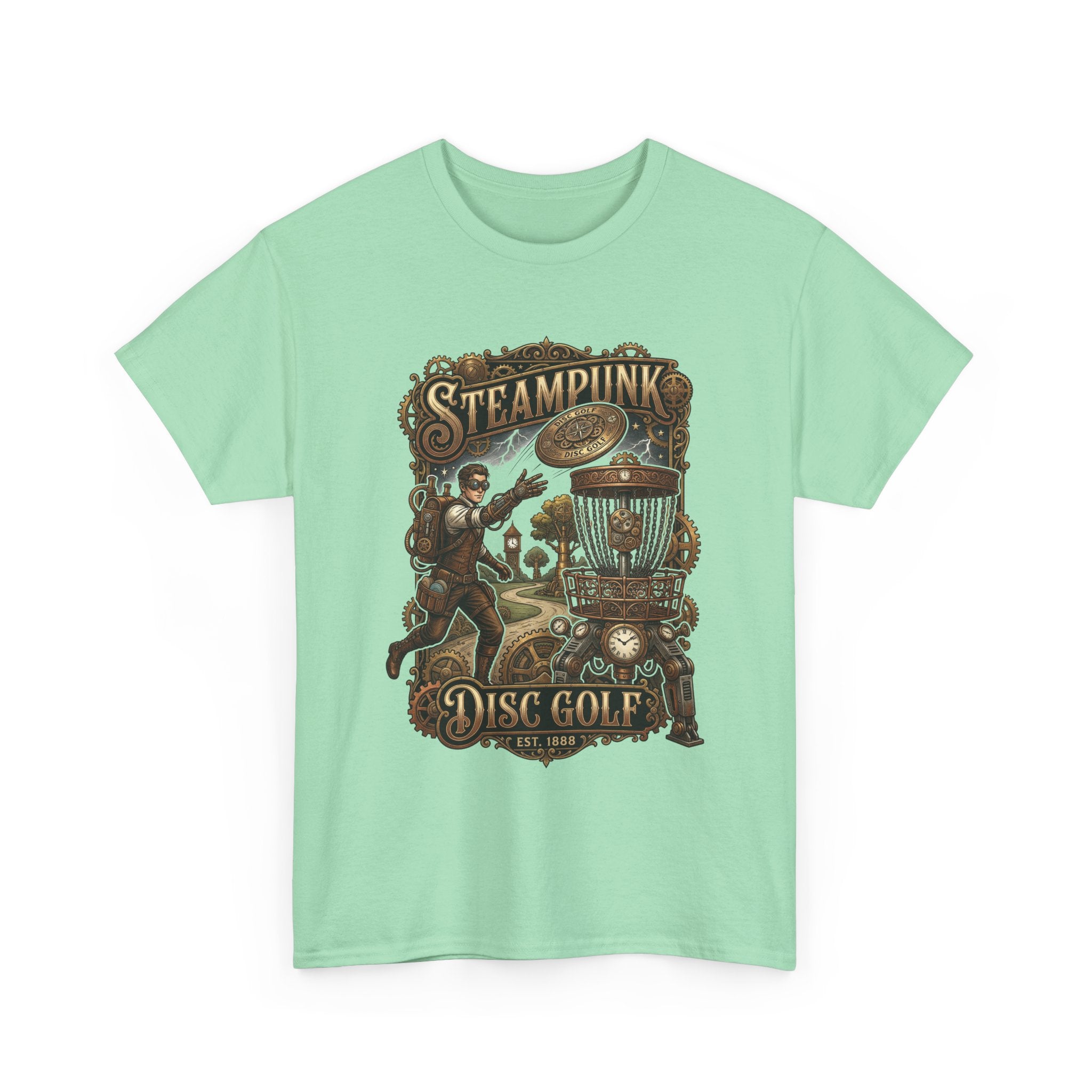 Steampunk Disc Golf T‑Shirt – Vintage Industrial Disc Golf Tee