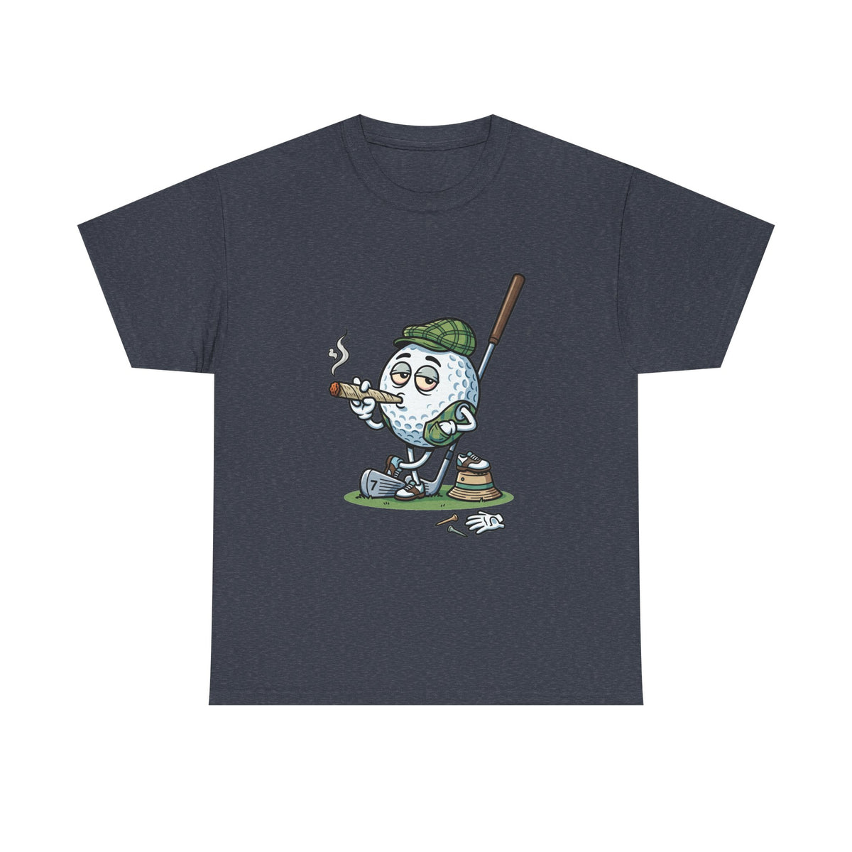 1 Golf Ball Cartoon T-Shirt — Weed Smoking Golfer Vintage Style Tee