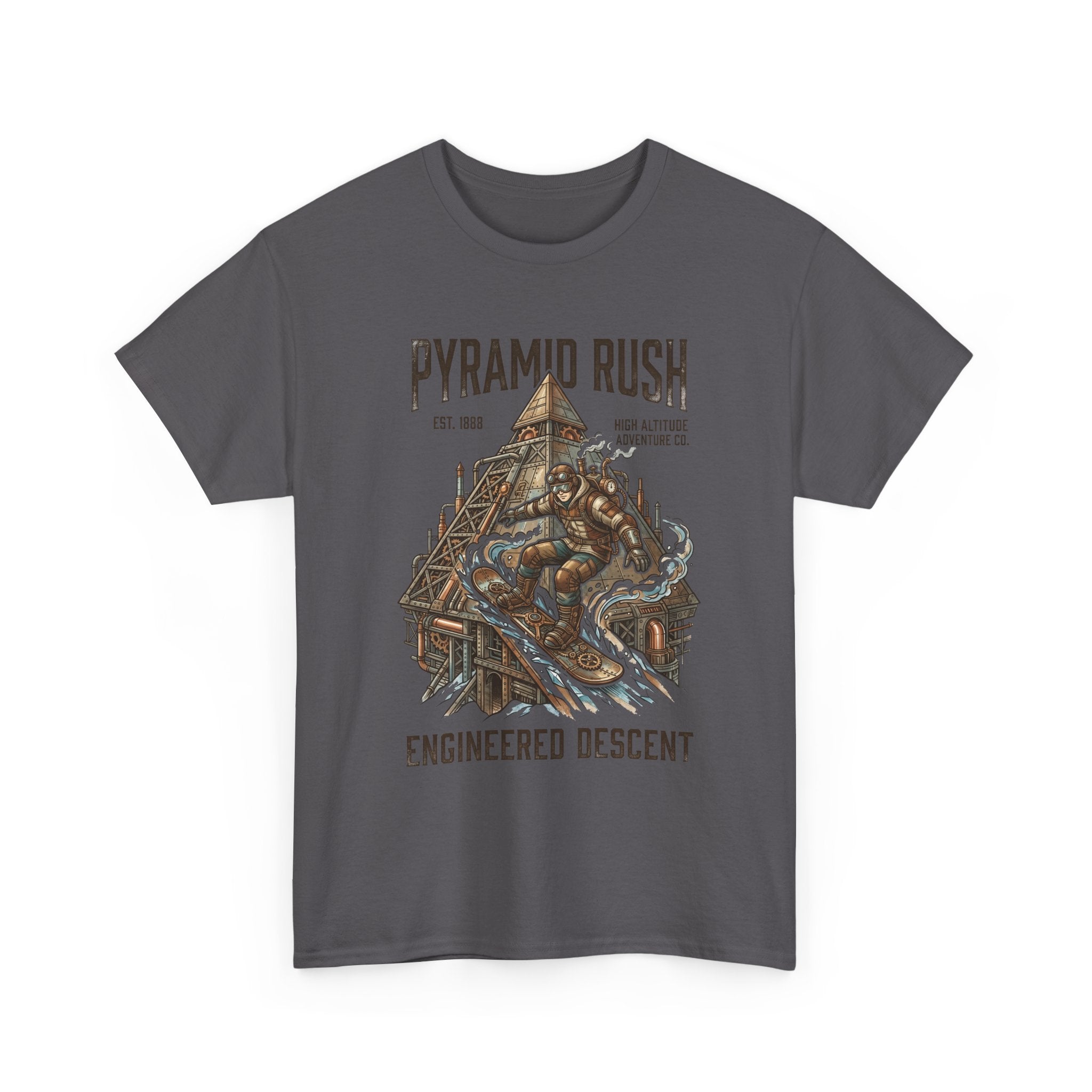 Steampunk Snowboard Pyramid Adventure T-Shirt — Fantasy Explorer Graphic Tee