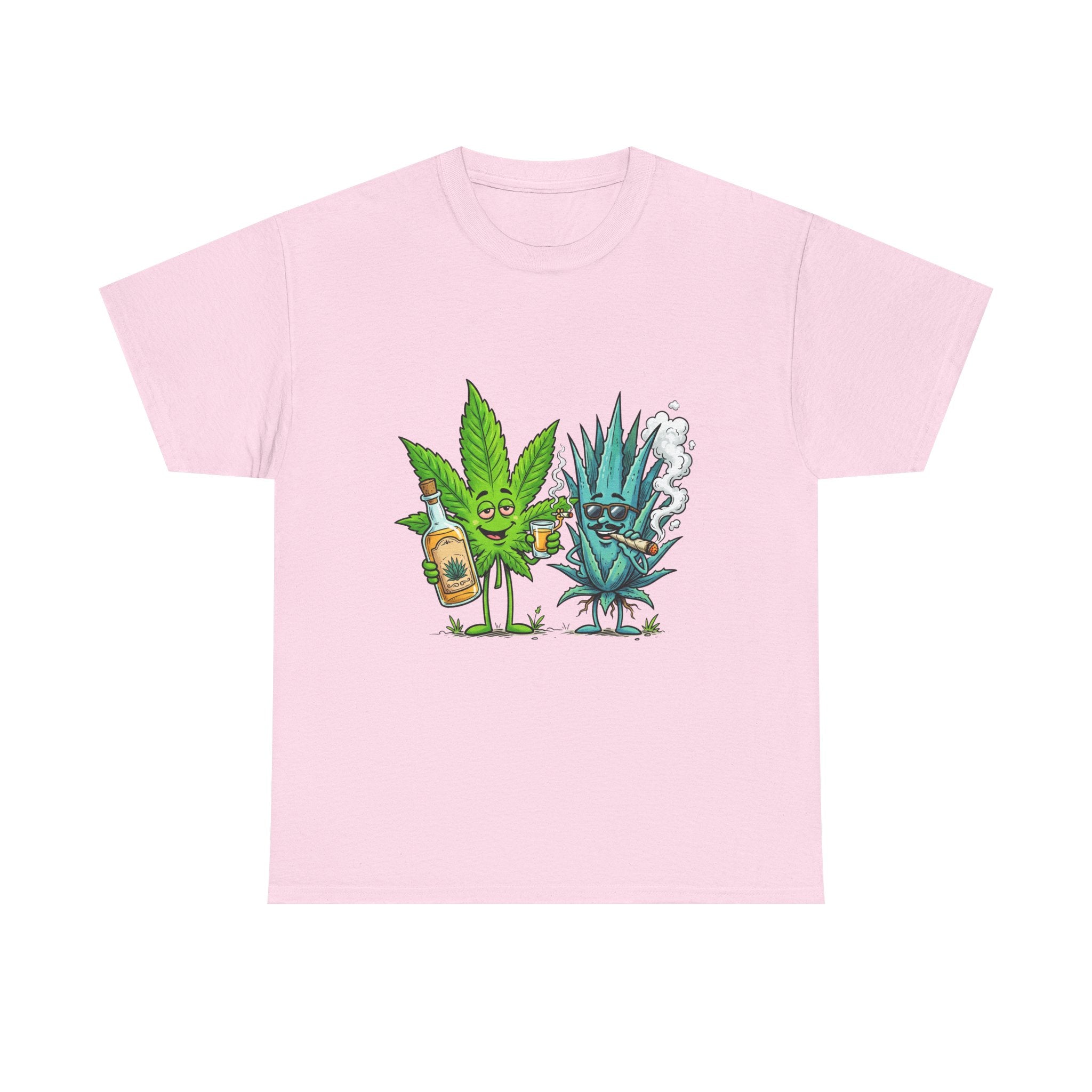 A Tequila & Cannabis Buds Friends T-Shirt — Funny Weed/Agave Leaf & Joint Graphic Tee