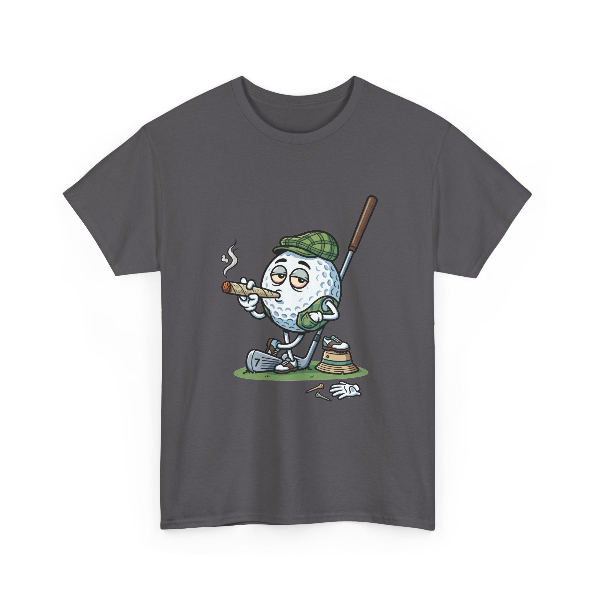 Golf Ball Cartoon T-Shirt — Weed Smoking Golfer Vintage Style Tee
