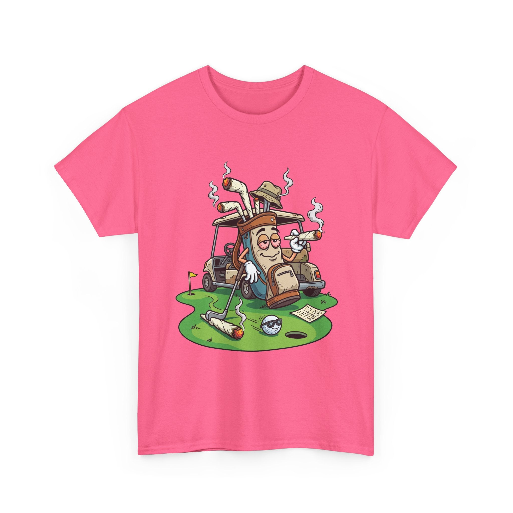 Golf weed Lounge T‑Shirt — Relaxed Golfer Cartoon Tee