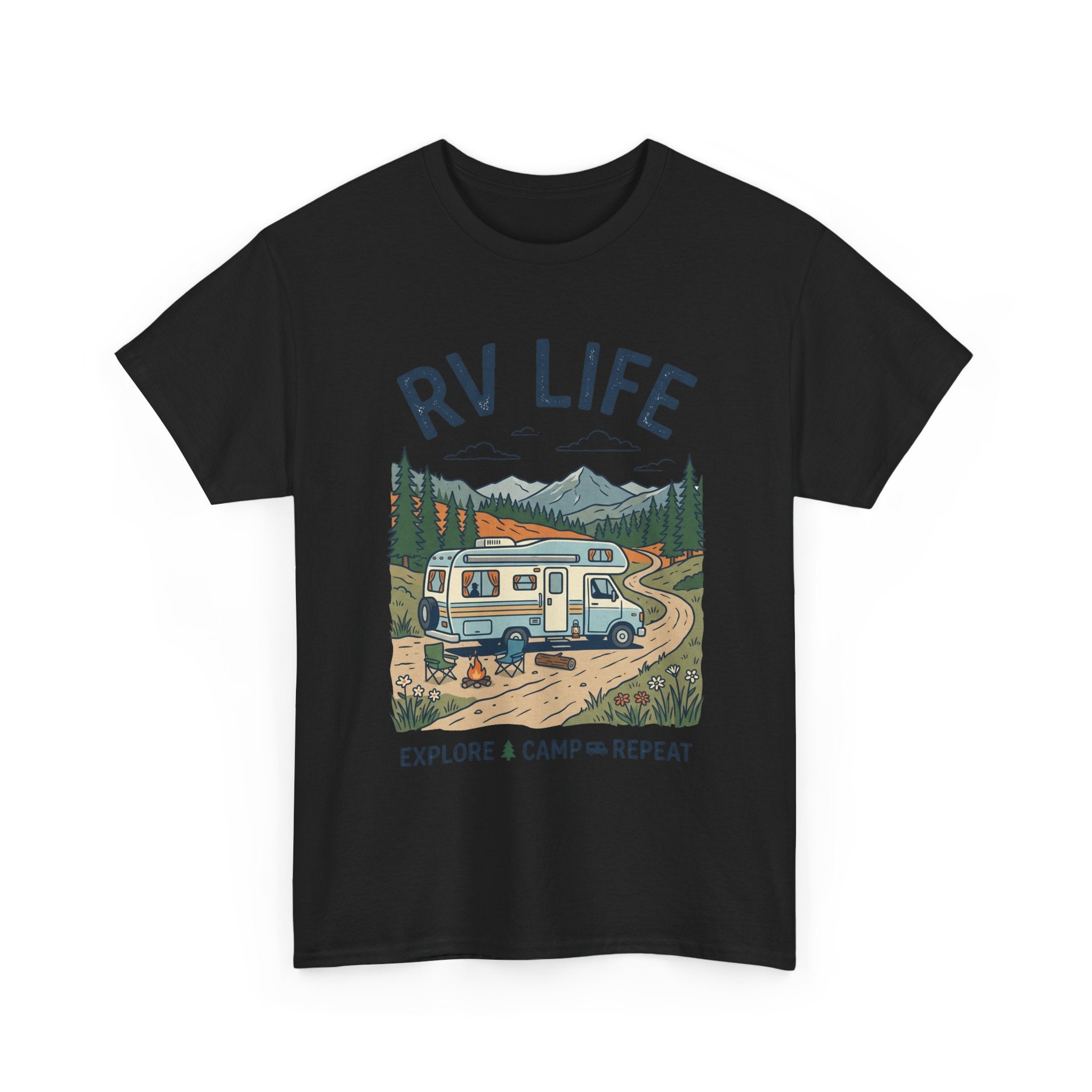 RV Life T-Shirt - Explore & Camp Repeat Vintage Camper Tee