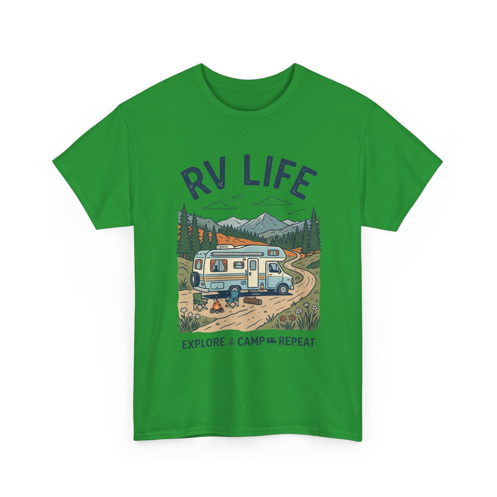 RV Life T-Shirt - Explore & Camp Repeat Vintage Camper Tee