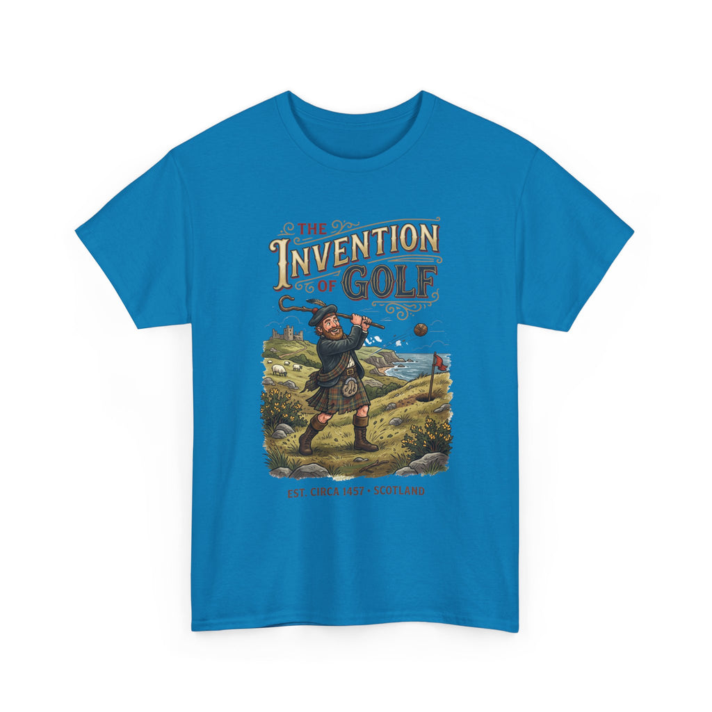 Golf T-Shirt — "The Invention of Golf" Vintage Scotland Design
