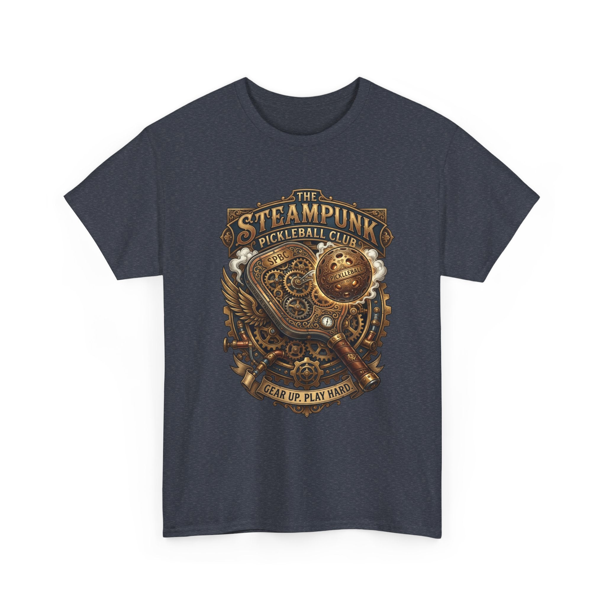 Steampunk Pickleball Club T‑Shirt – Vintage Gear & Gears Graphic Tee