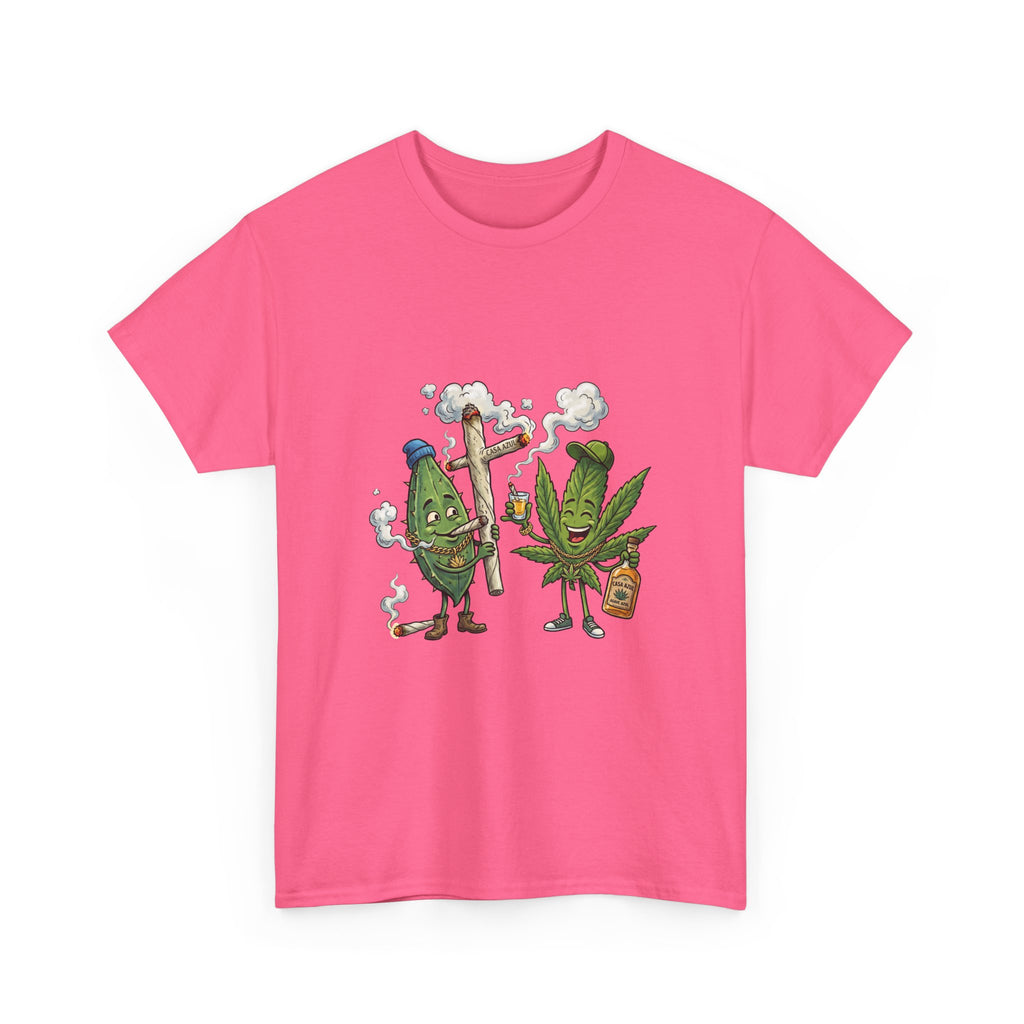 1 Tequila & Cannabis Buds Cartoon Tee — Funny Smoking Weed Plant Graphic T-Shirt