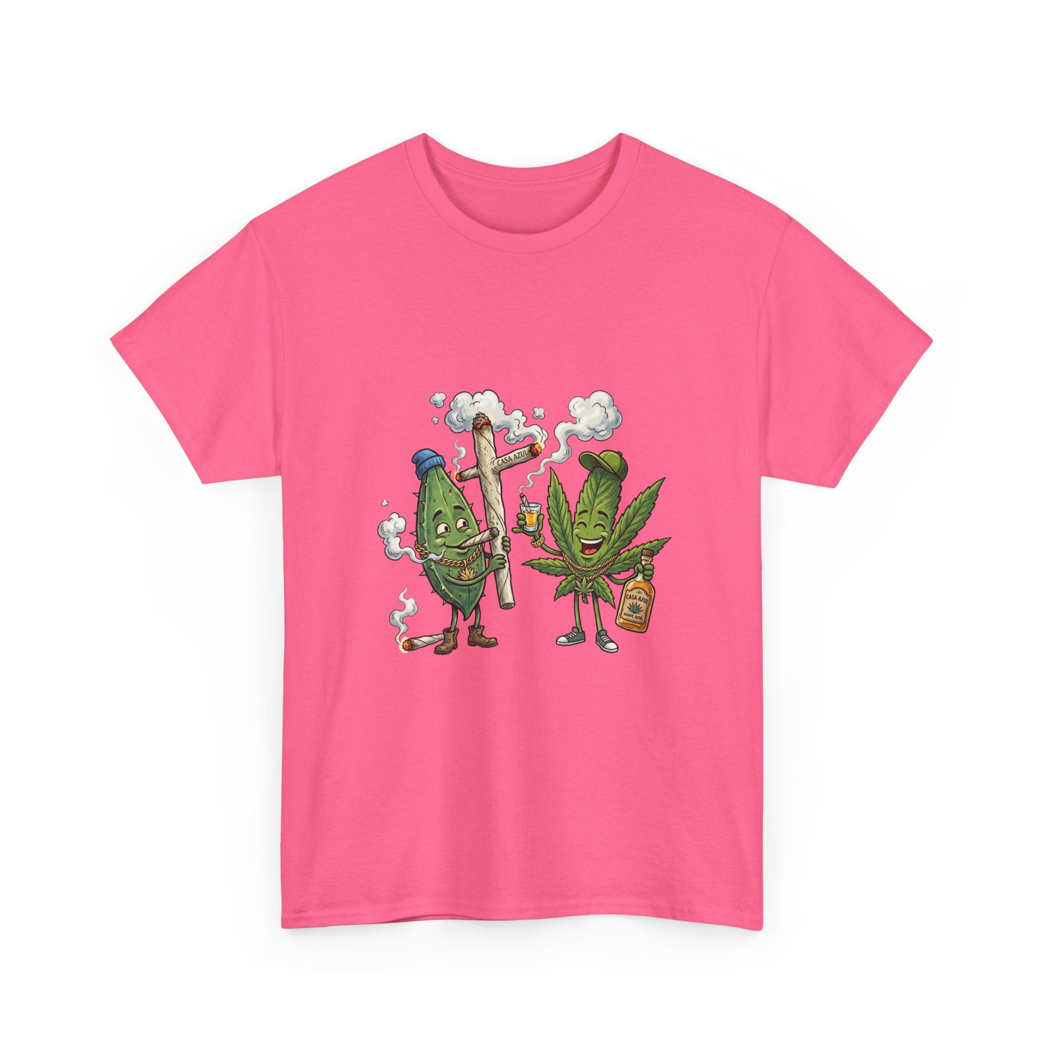 1 Tequila & Cannabis Buds Cartoon Tee — Funny Smoking Weed Plant Graphic T-Shirt
