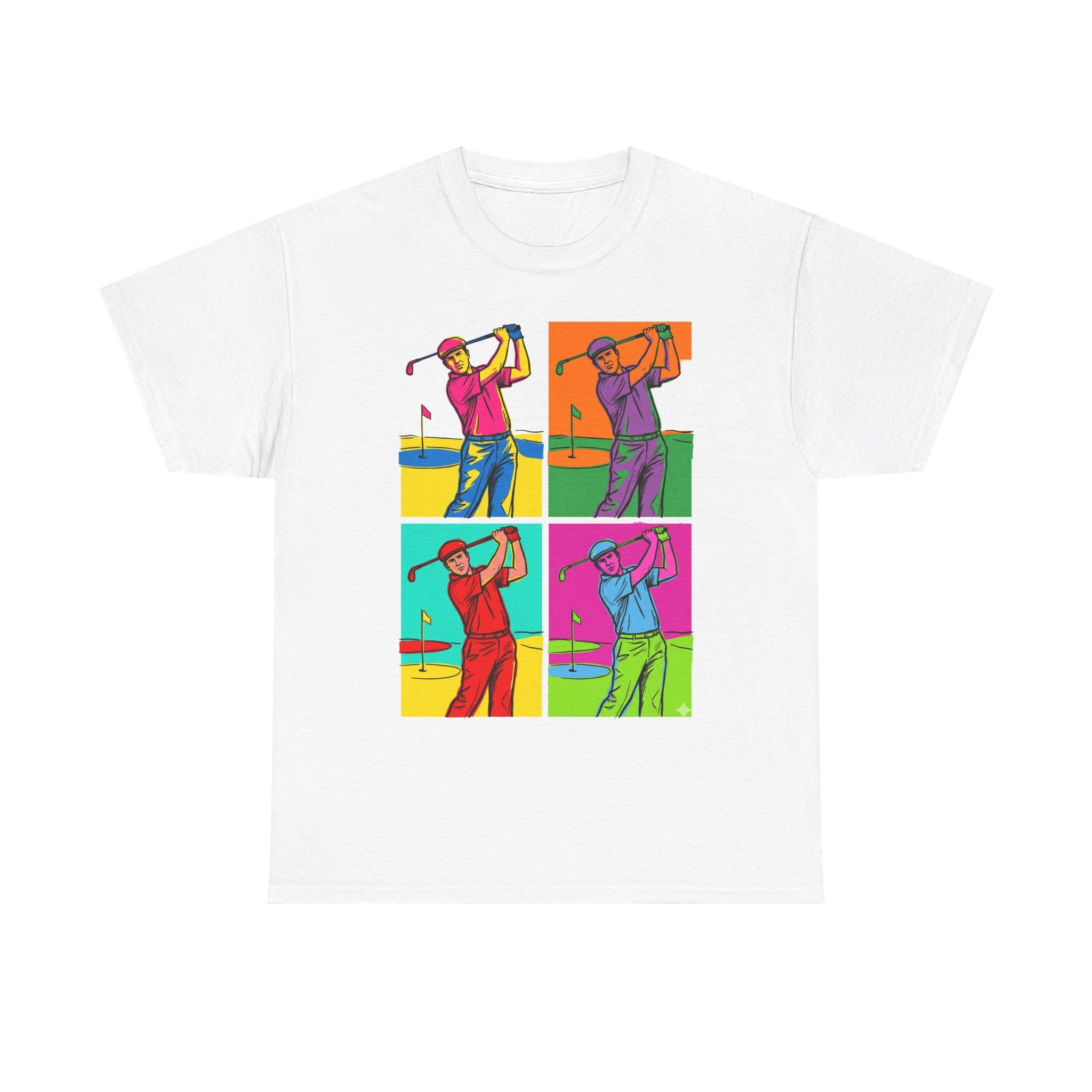 Golf Pop Art T-Shirt — Colorful Golfer Swing Graphic Tee