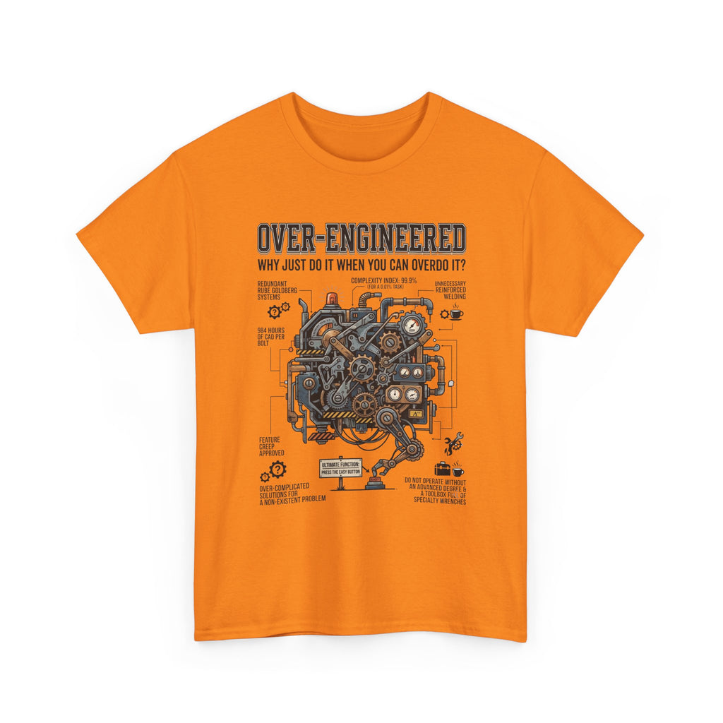 Over-Engineered Tee – Funny Engineer T-Shirt with Mechanical Brain Diagram